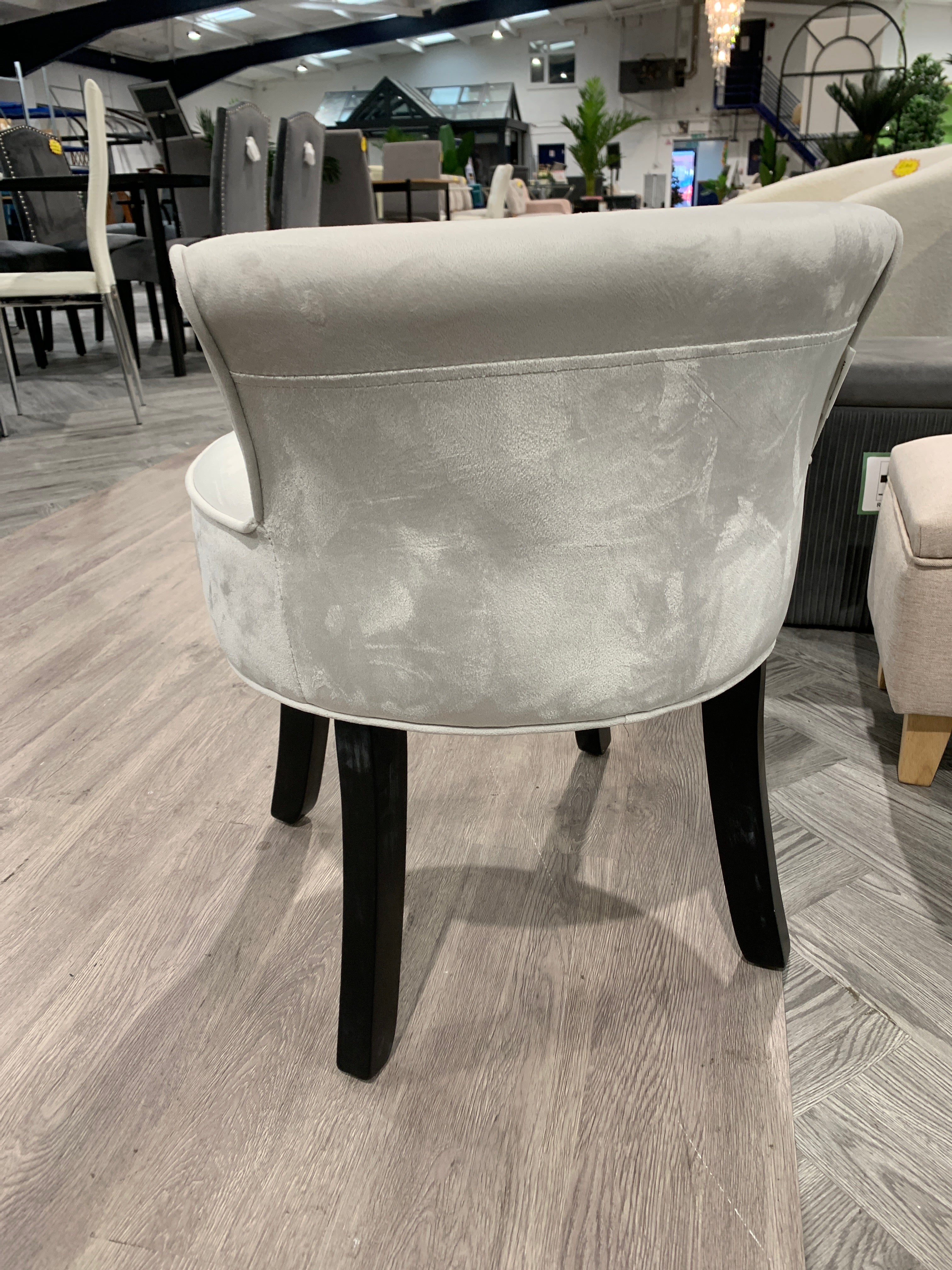 Light Grey Velvet Soft Seat Low Back Vanity Stool Dressing Table Chair