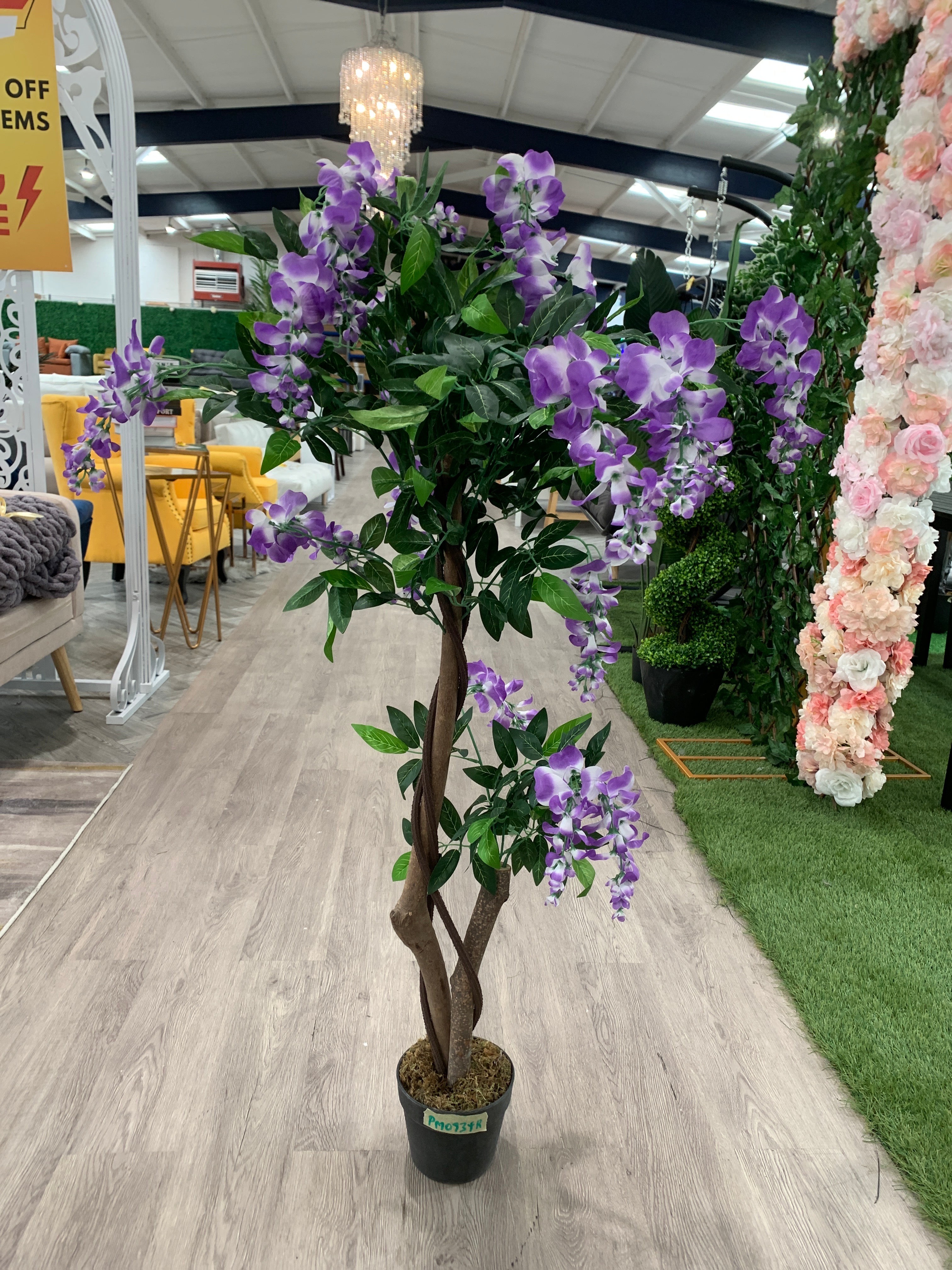 Artificial Flowers Plant in Pot for Home Decor Purple 120cm H