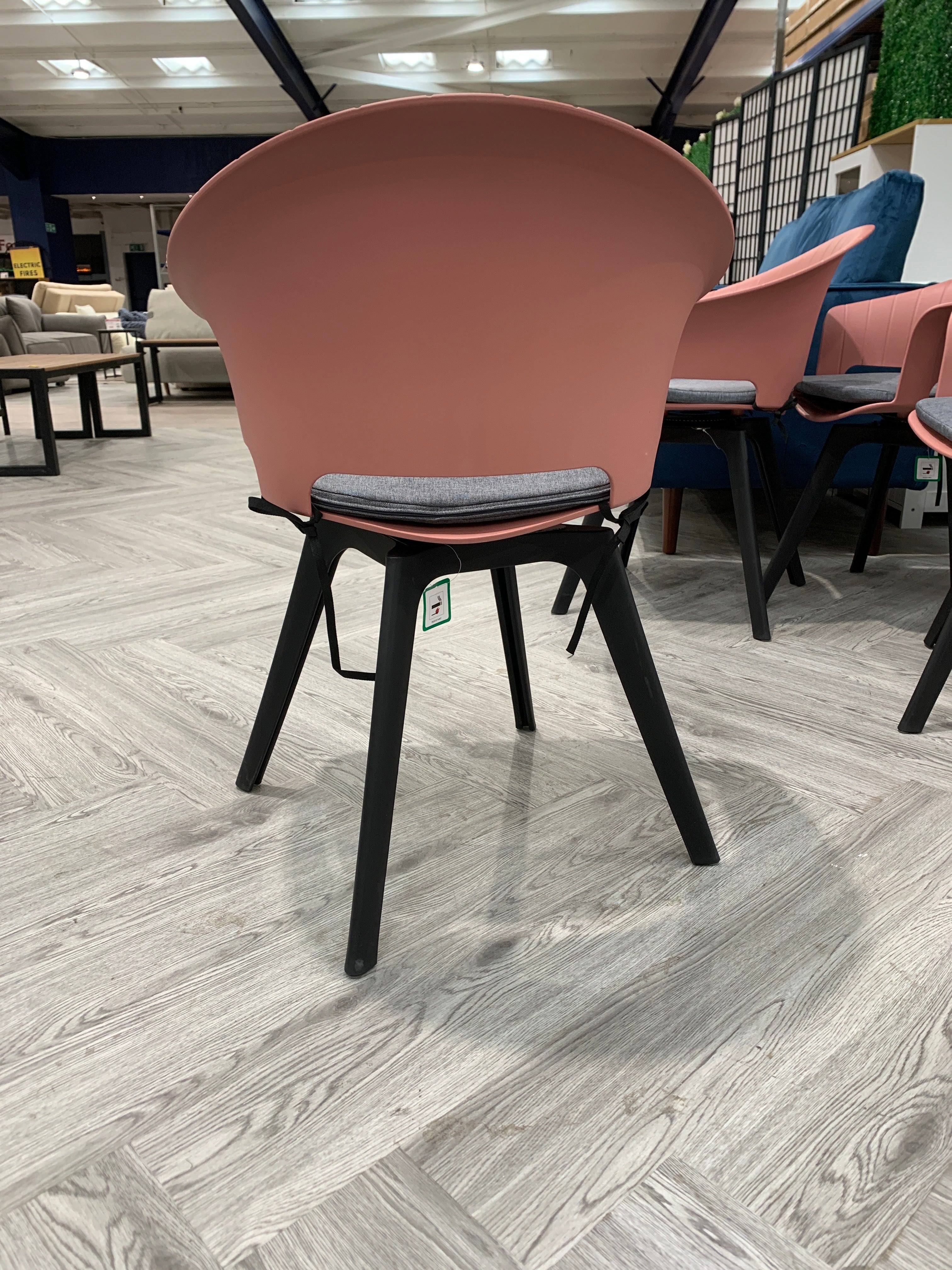 Stylish Pink Plastic Chair with Grey Cushion 1PC