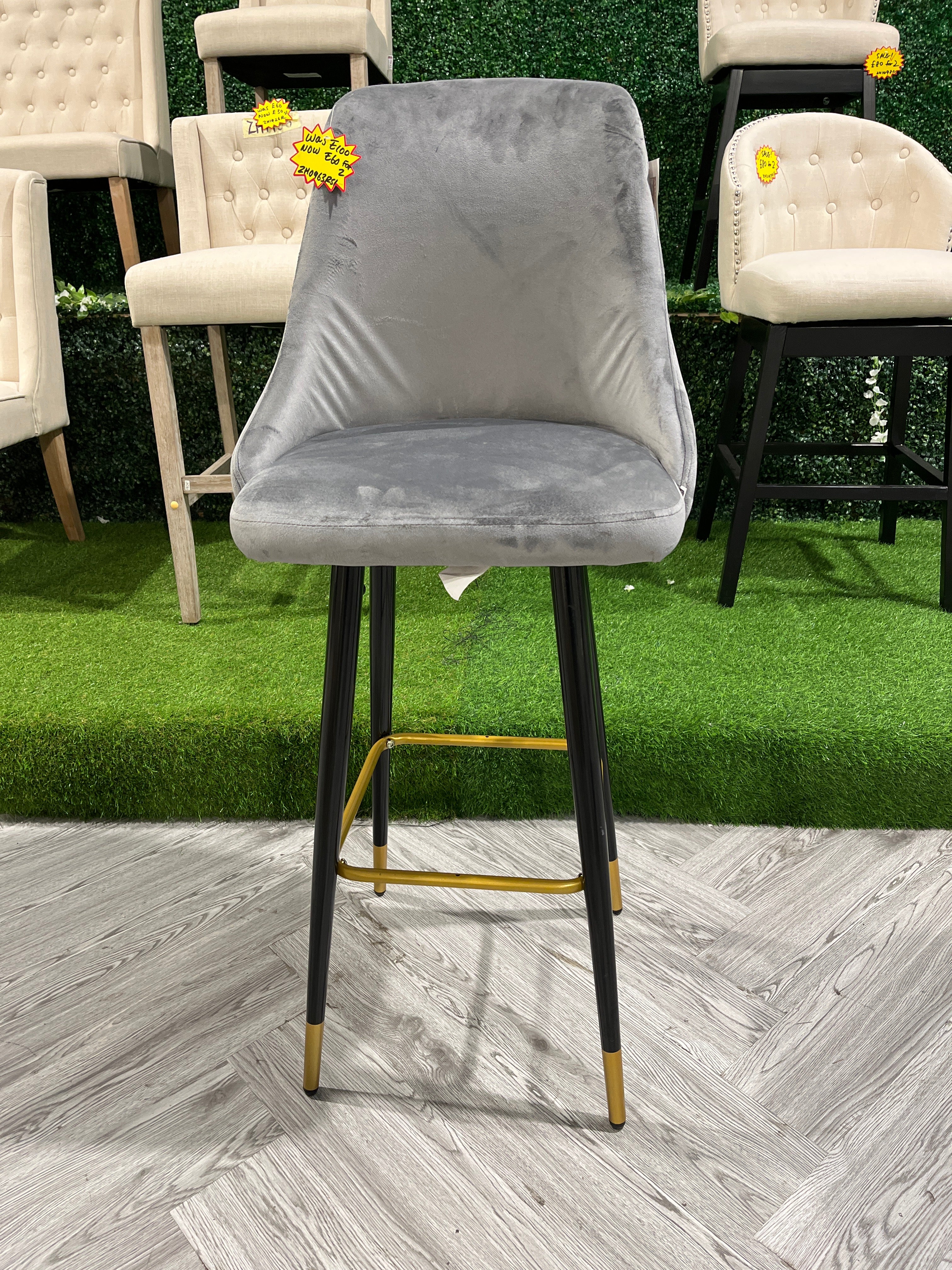 Modern Upholstered Velvet High Chairs Bar Stool 1PC