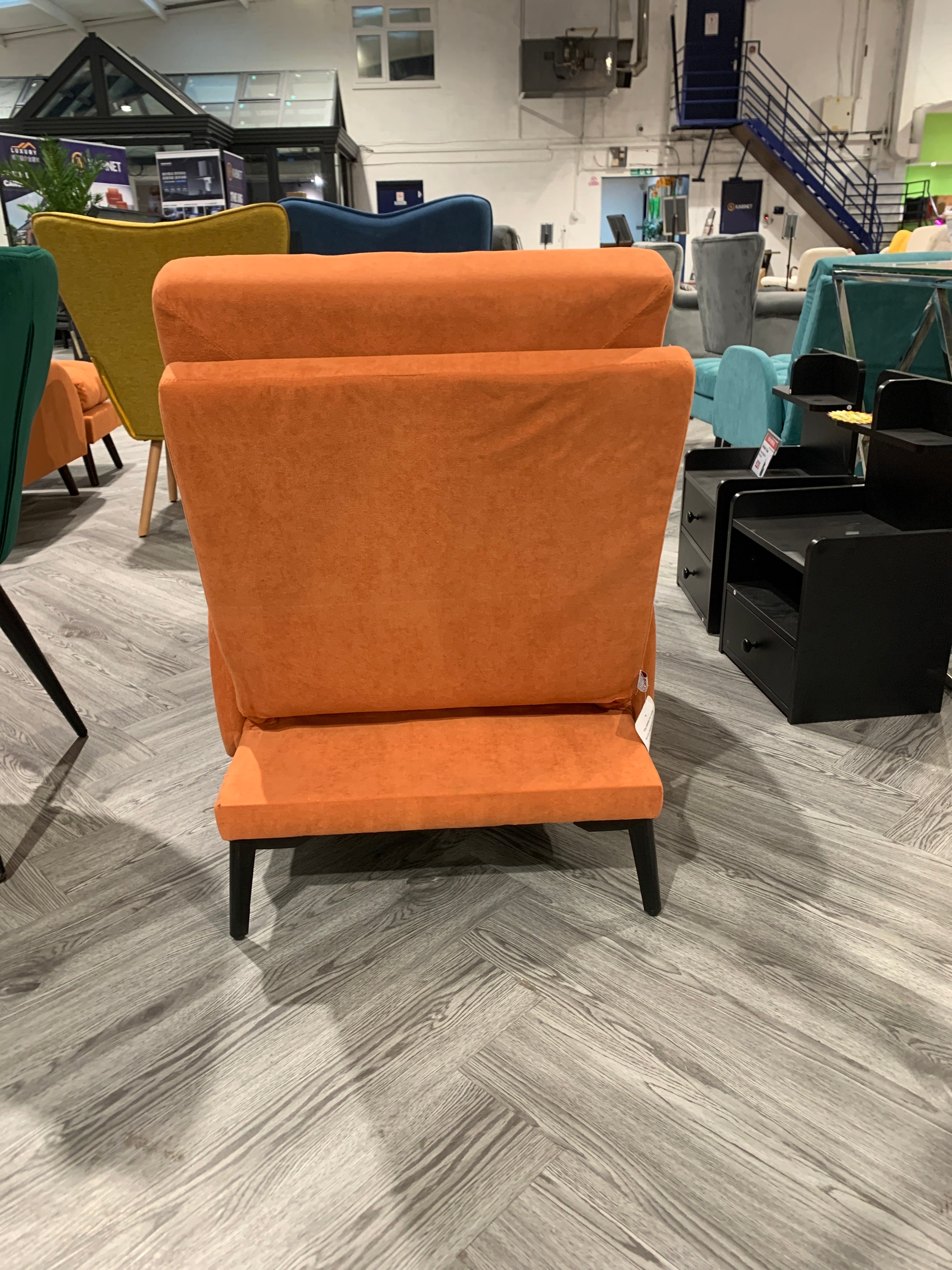 Leisure Recliner with Footstool Metal Legs Orange