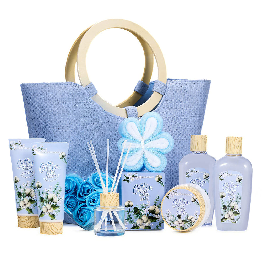 New 11 PCS Cotton Scent Spa Relaxing Gift Bags Sets Vitamin E