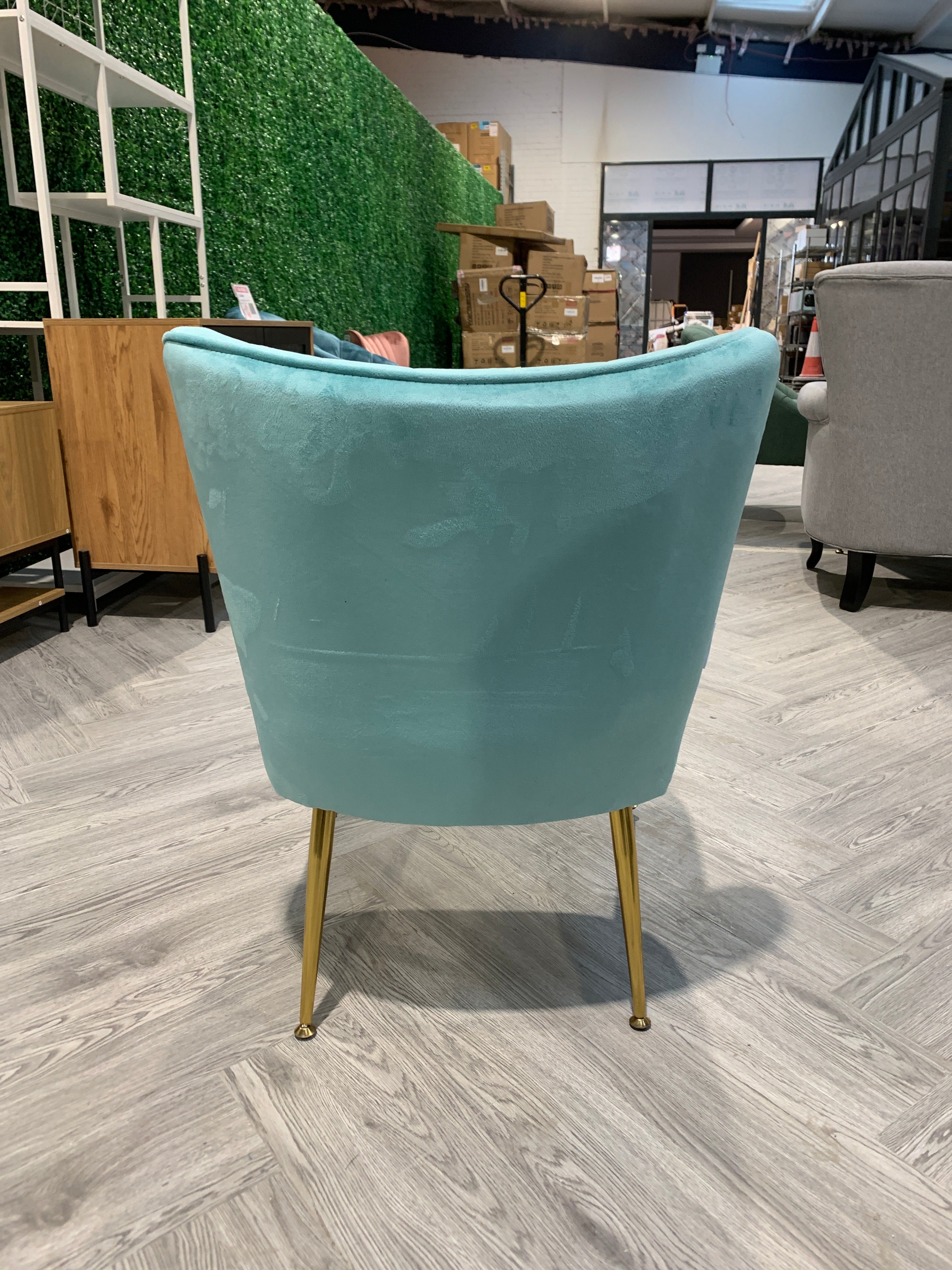 Light Teal Modern Armless Wingback Accent Chair with Gold Legs