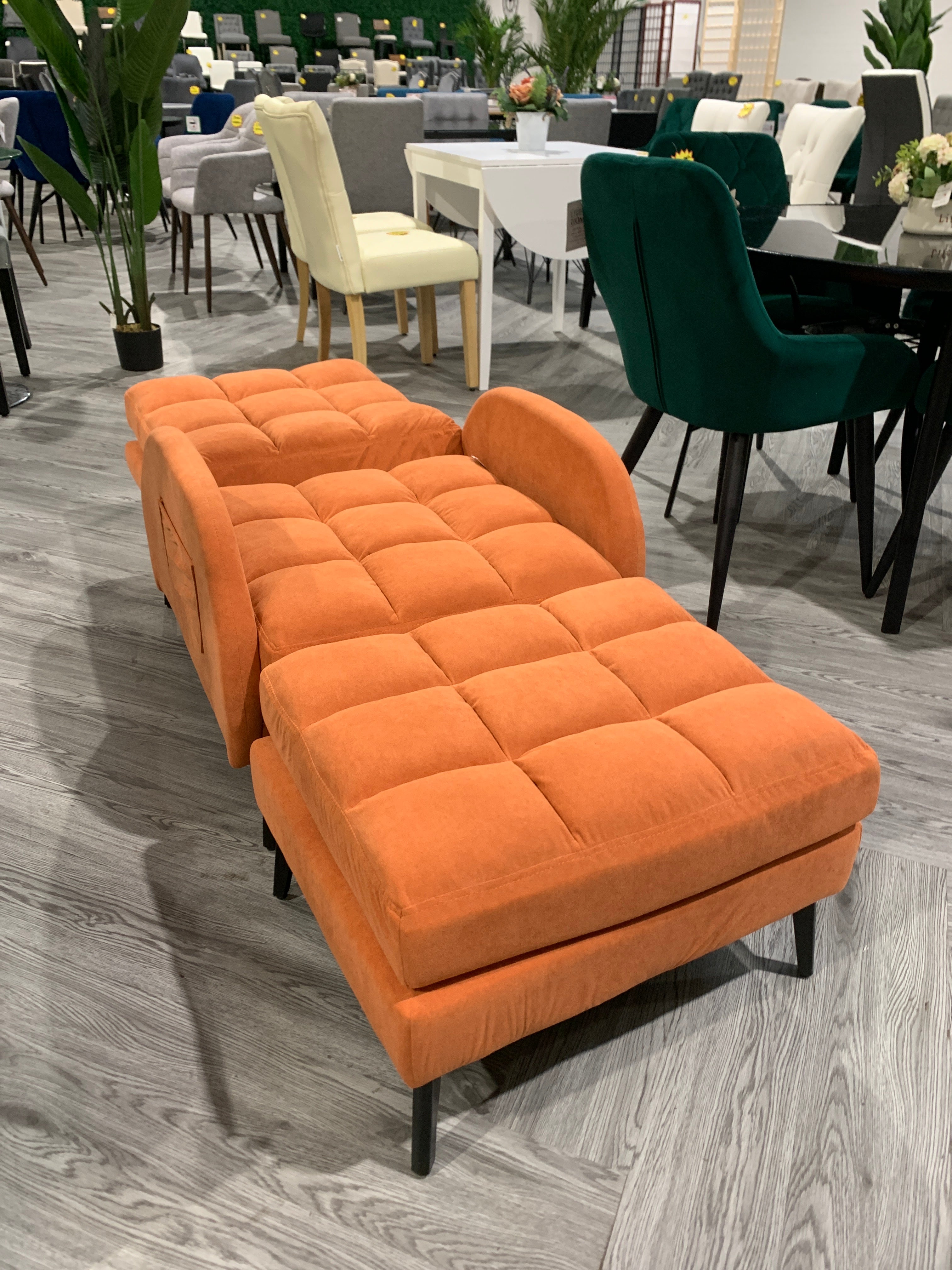 Leisure Recliner with Footstool Metal Legs Orange