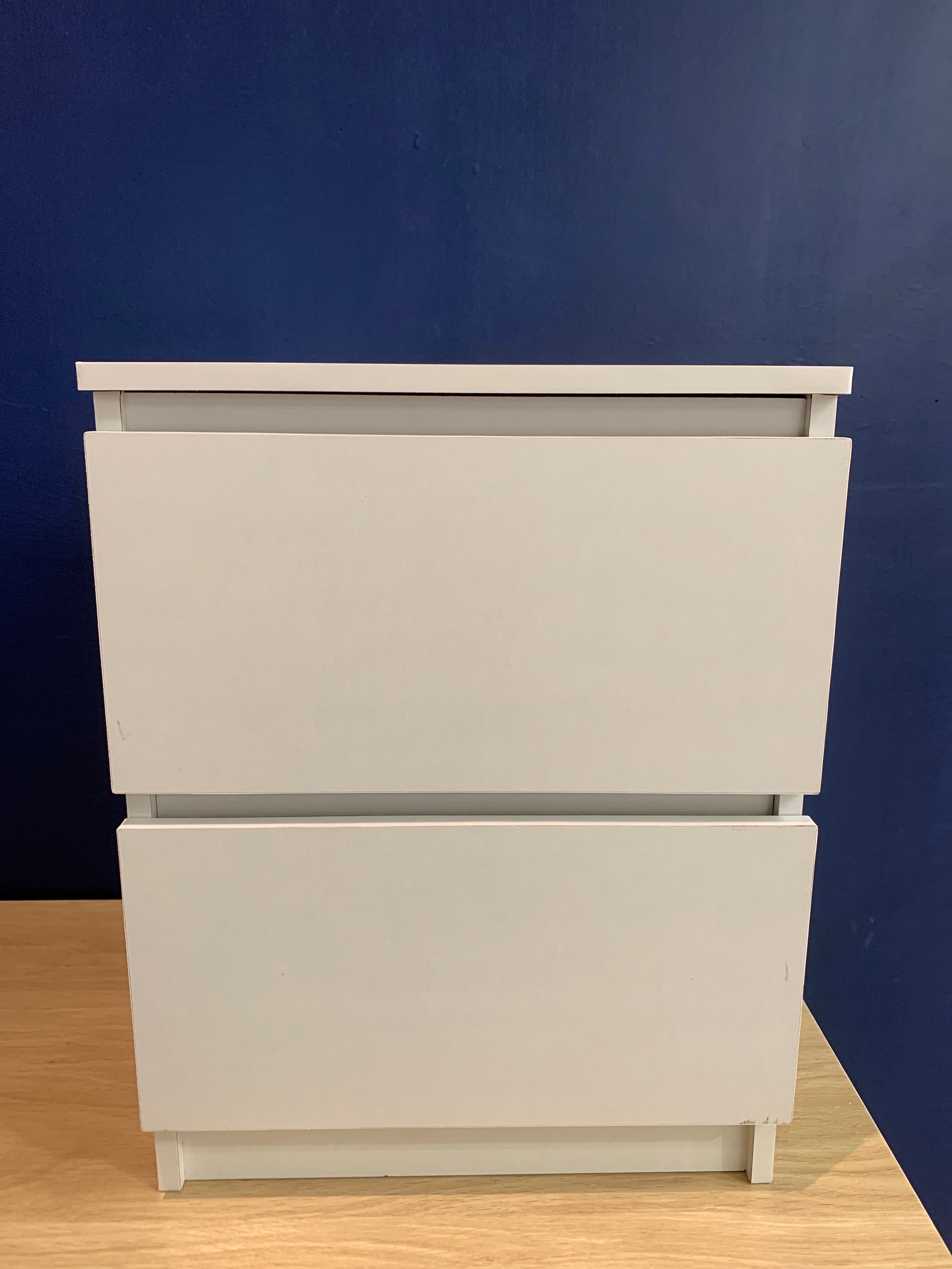 White Small Bedside Table Nightstand with 2 Drawers