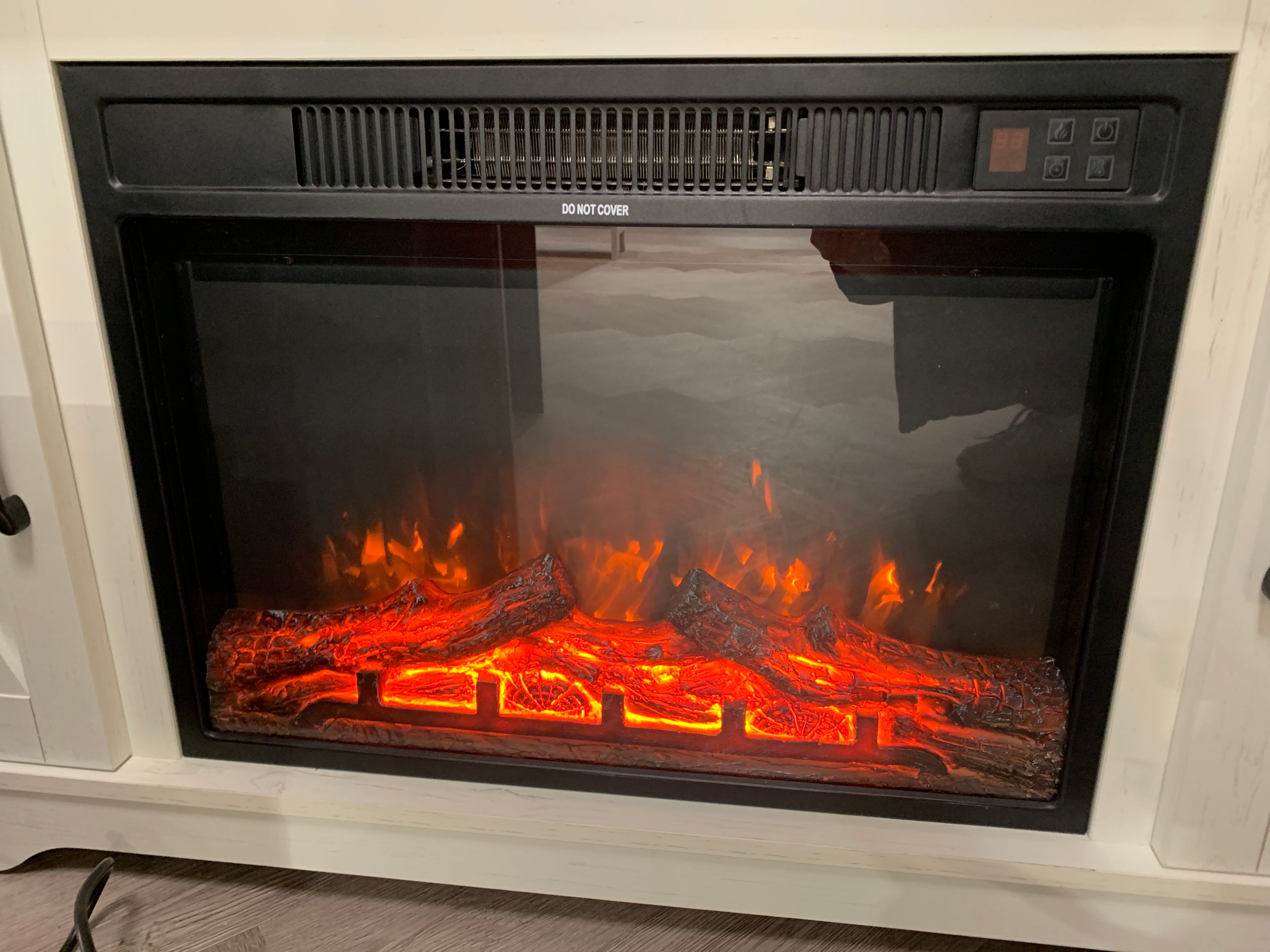 24 Inch Electric Fireplace with Flame Brightness Temperature Settings