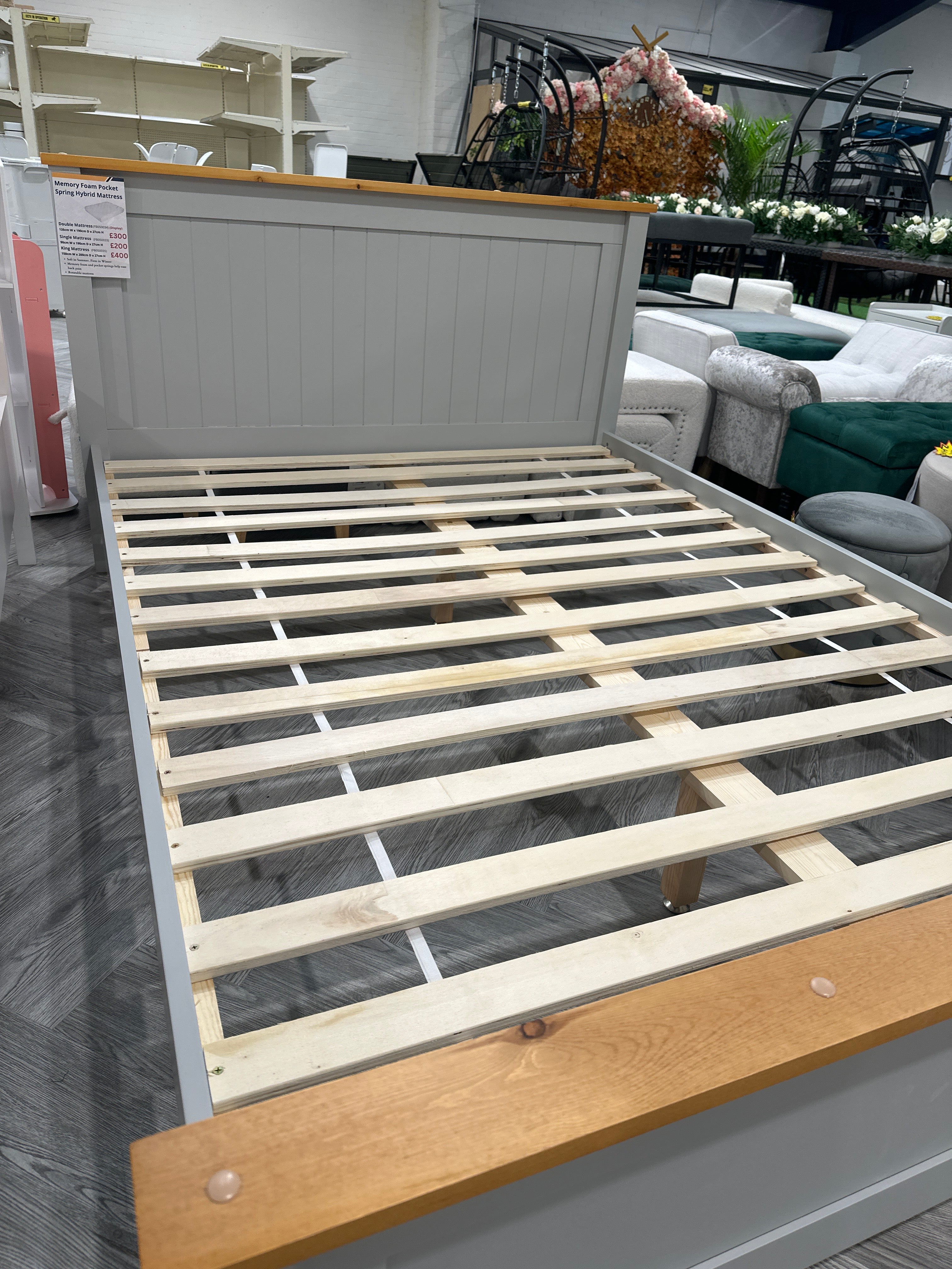 Double Sized Light Grey Bed Frame