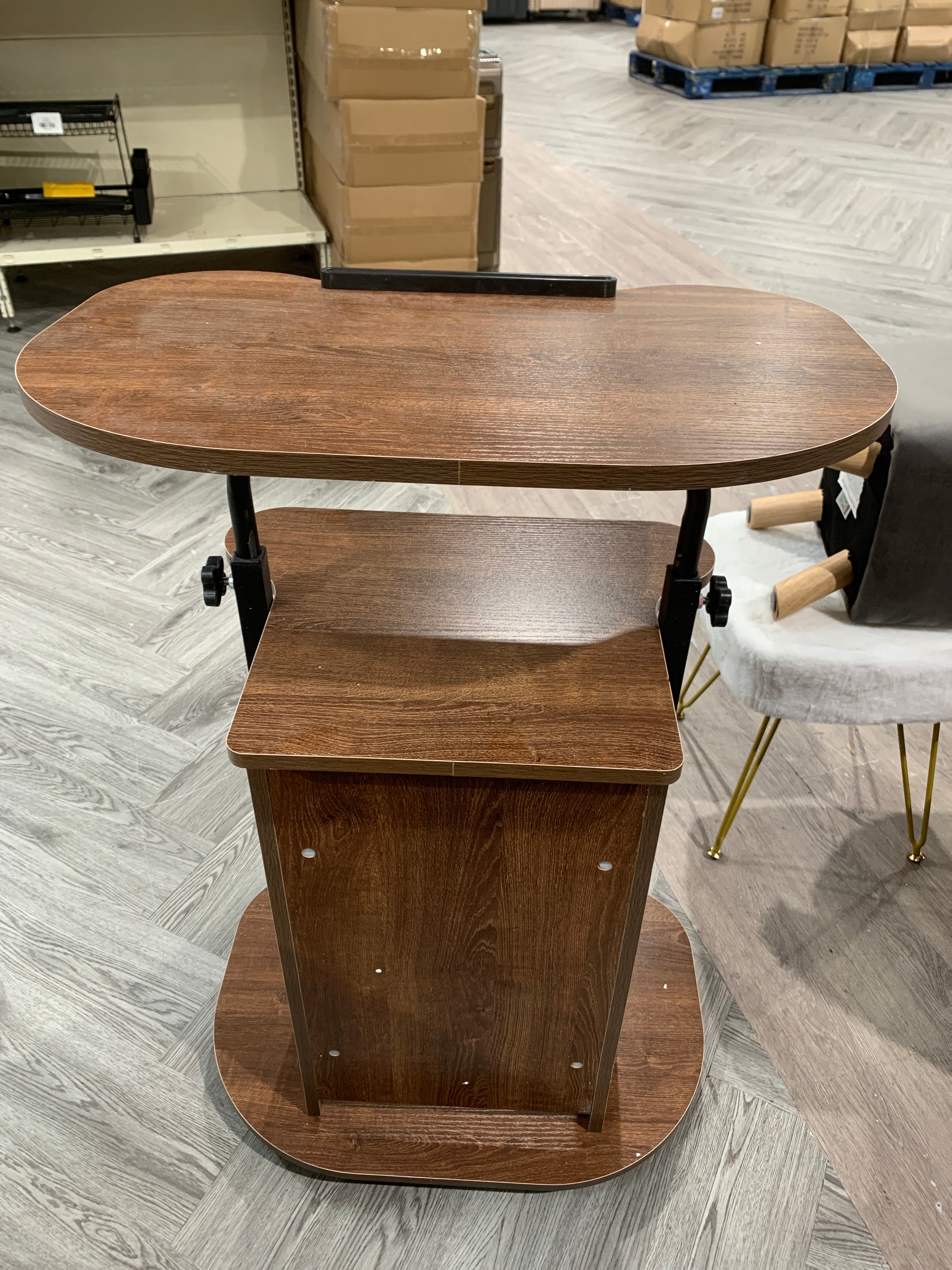 Adjustable Height Mobile Bedside Table Brown