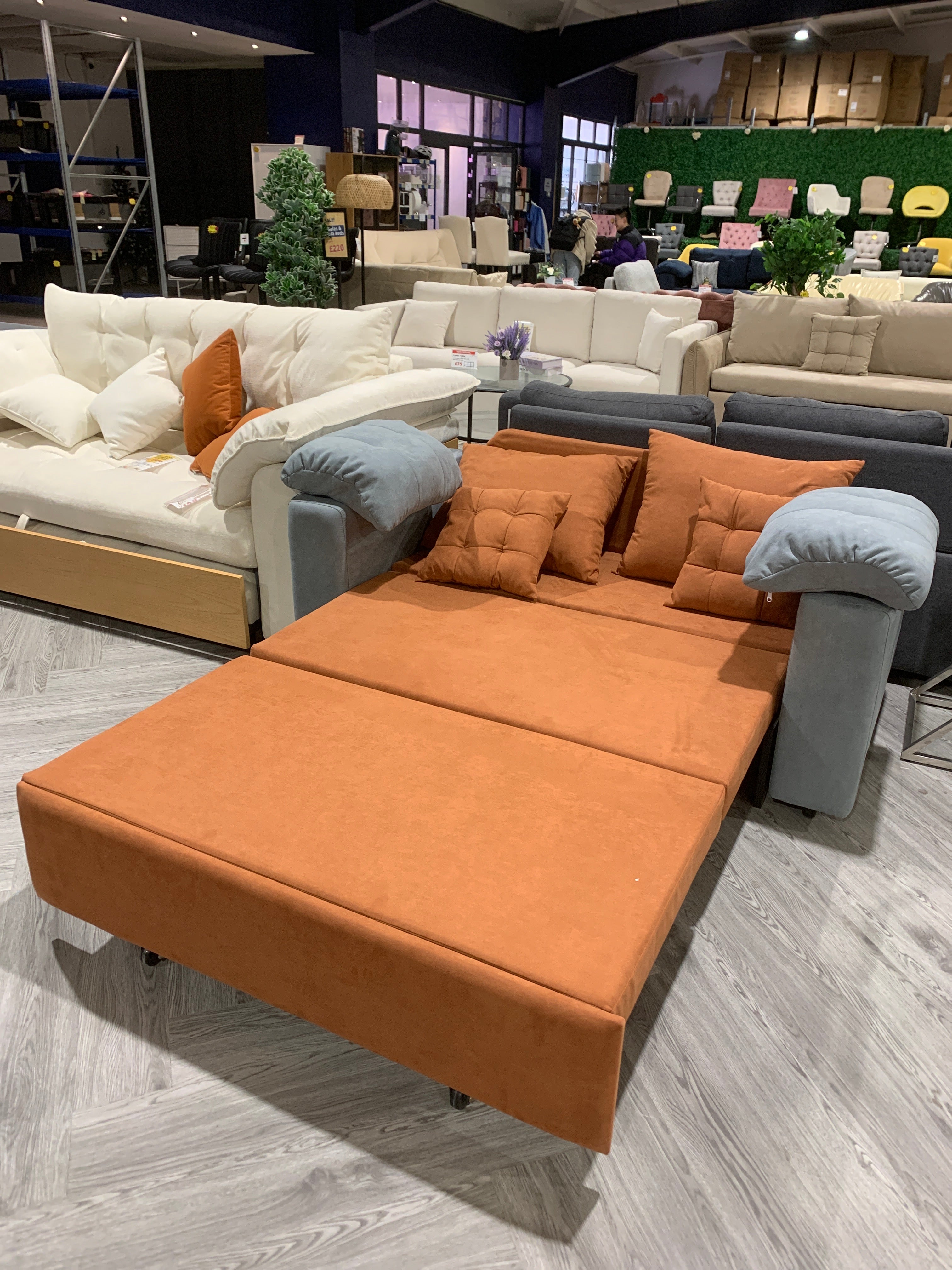 2 Seater Pull Out Sofa Bed with Cushions Mix Coloured