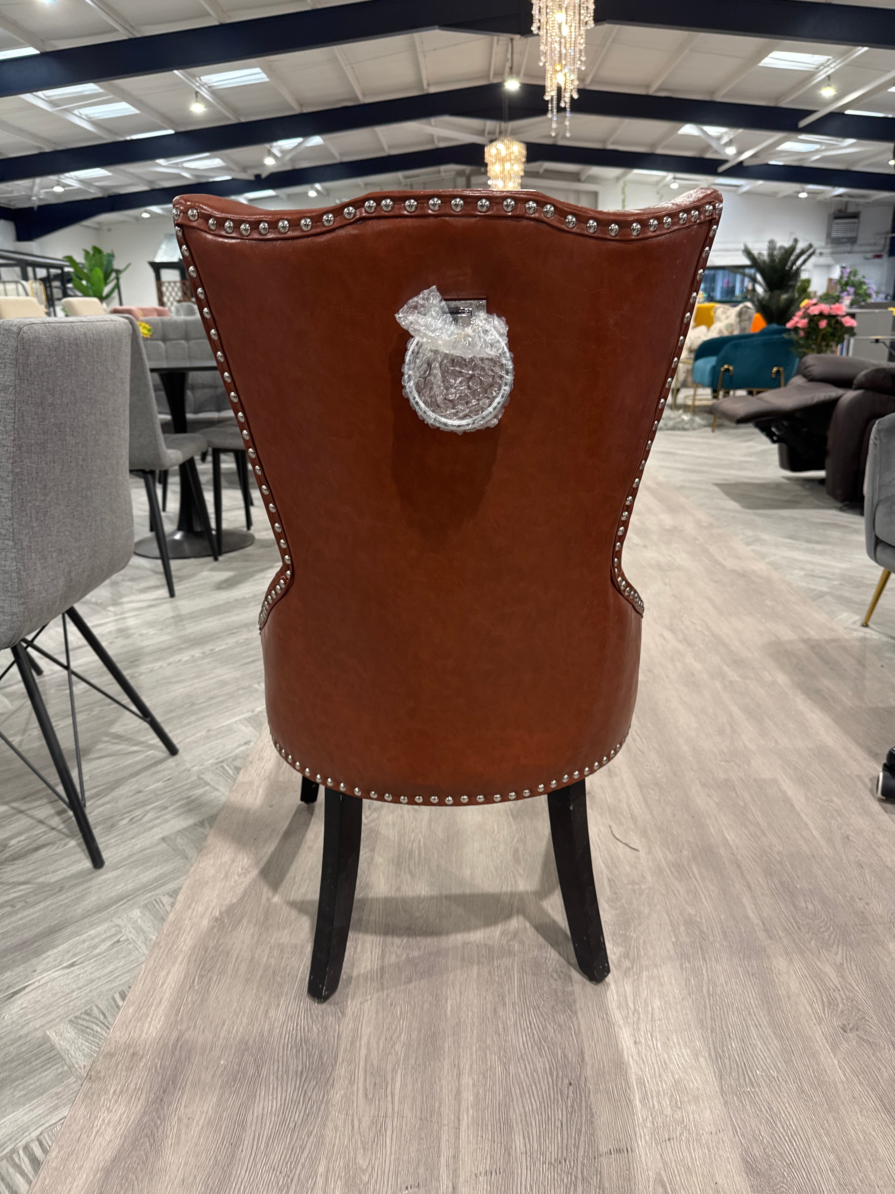 Brown Leather High Back Dining Chair 1PC