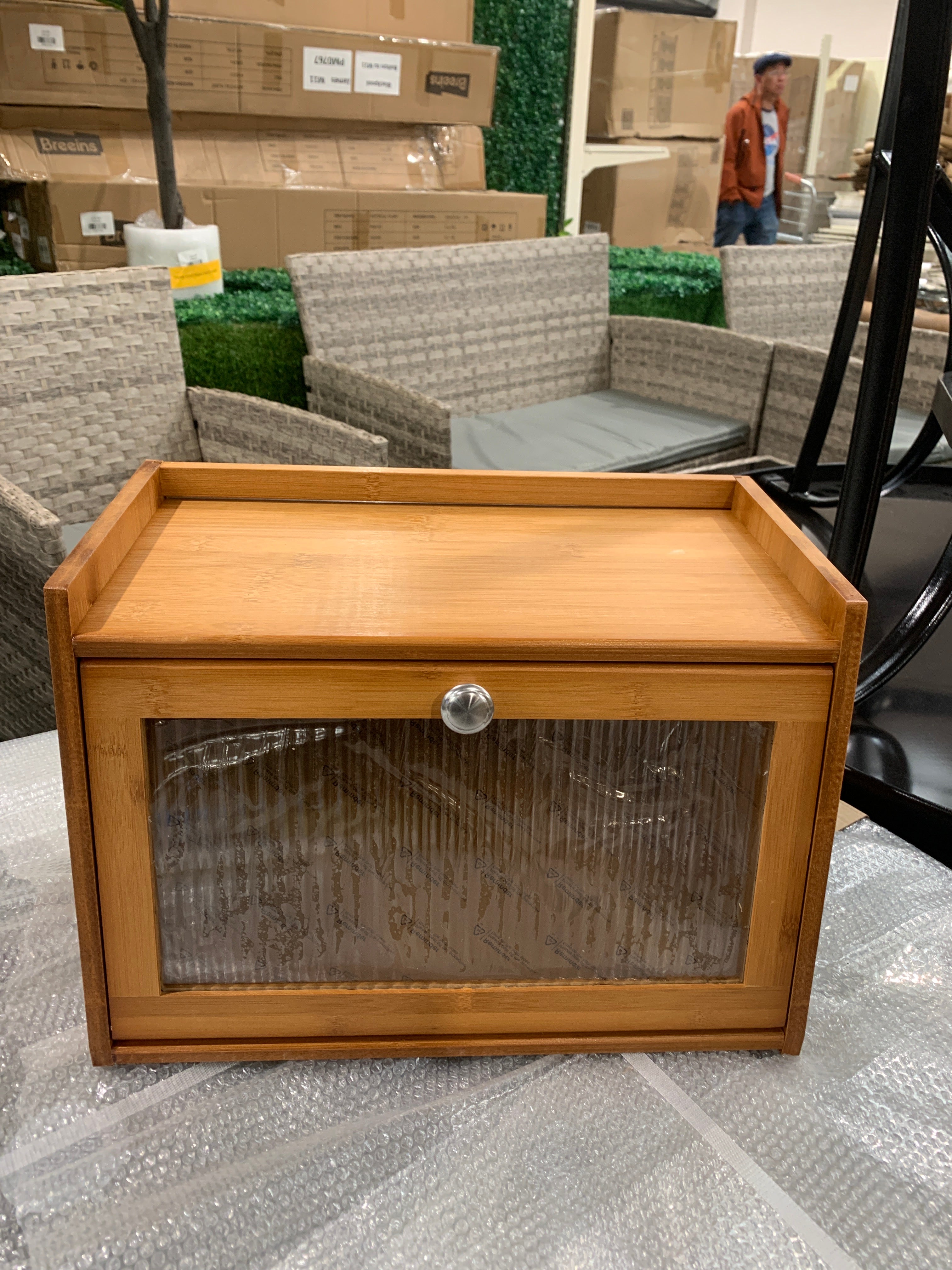 Bamboo Bread Storage Cabinet for Kitchen Counter