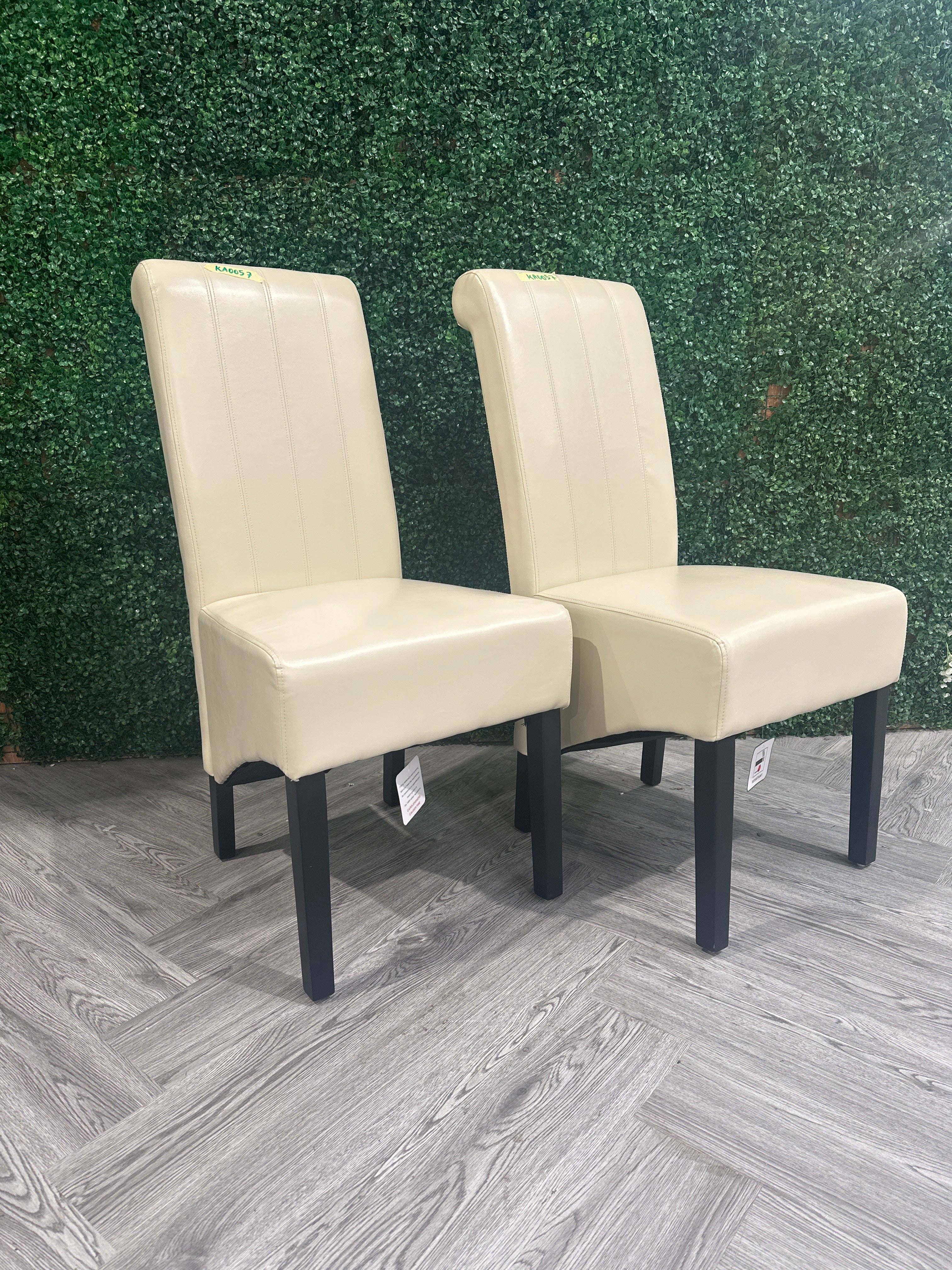 Set of 2 PU Leather Dining Chairs