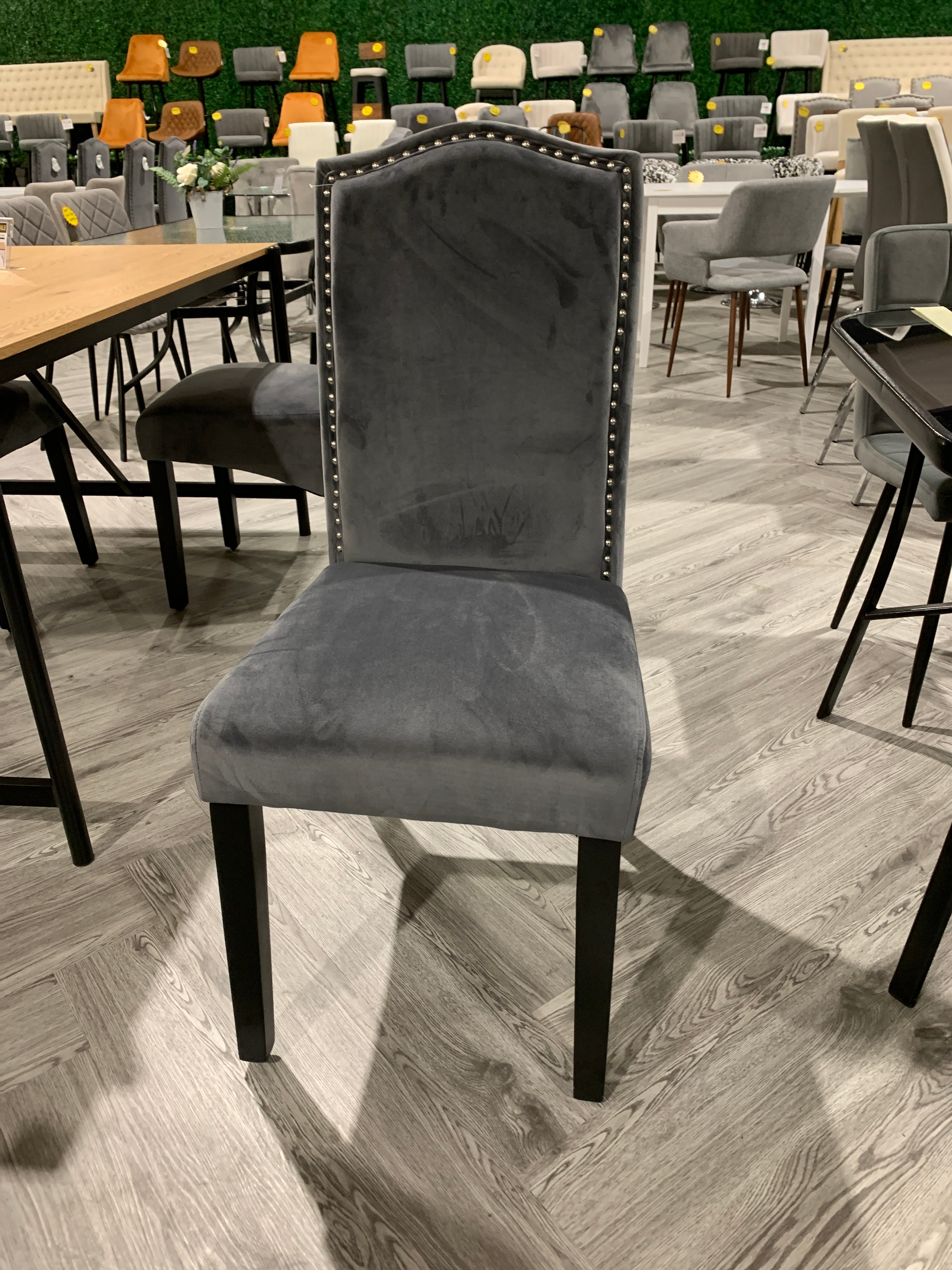 Grey Velvet High Back Dining Chair 1PC