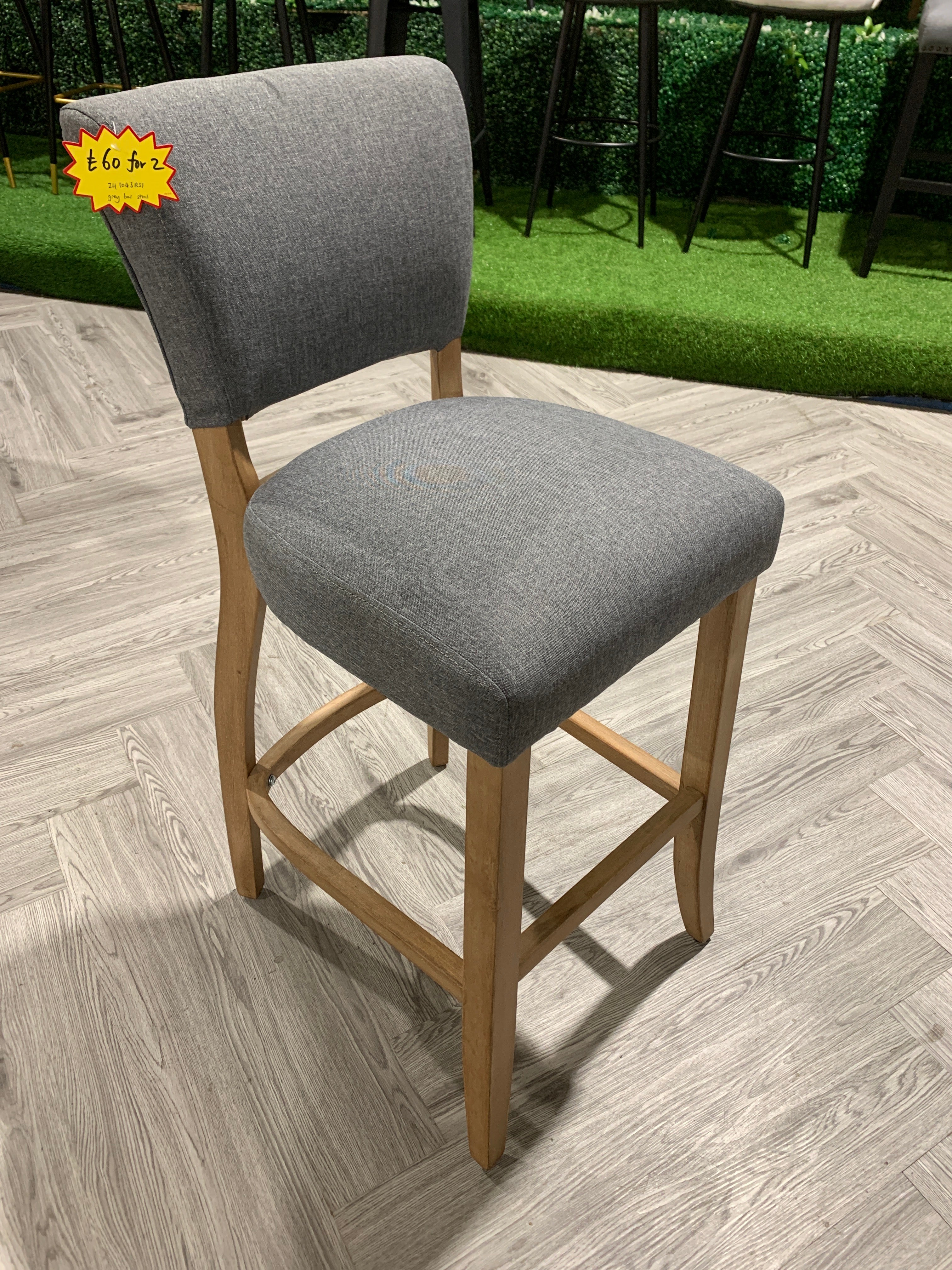 Grey Linen Bar Stool Bar Height for Kitchen Island Cafe 1PC