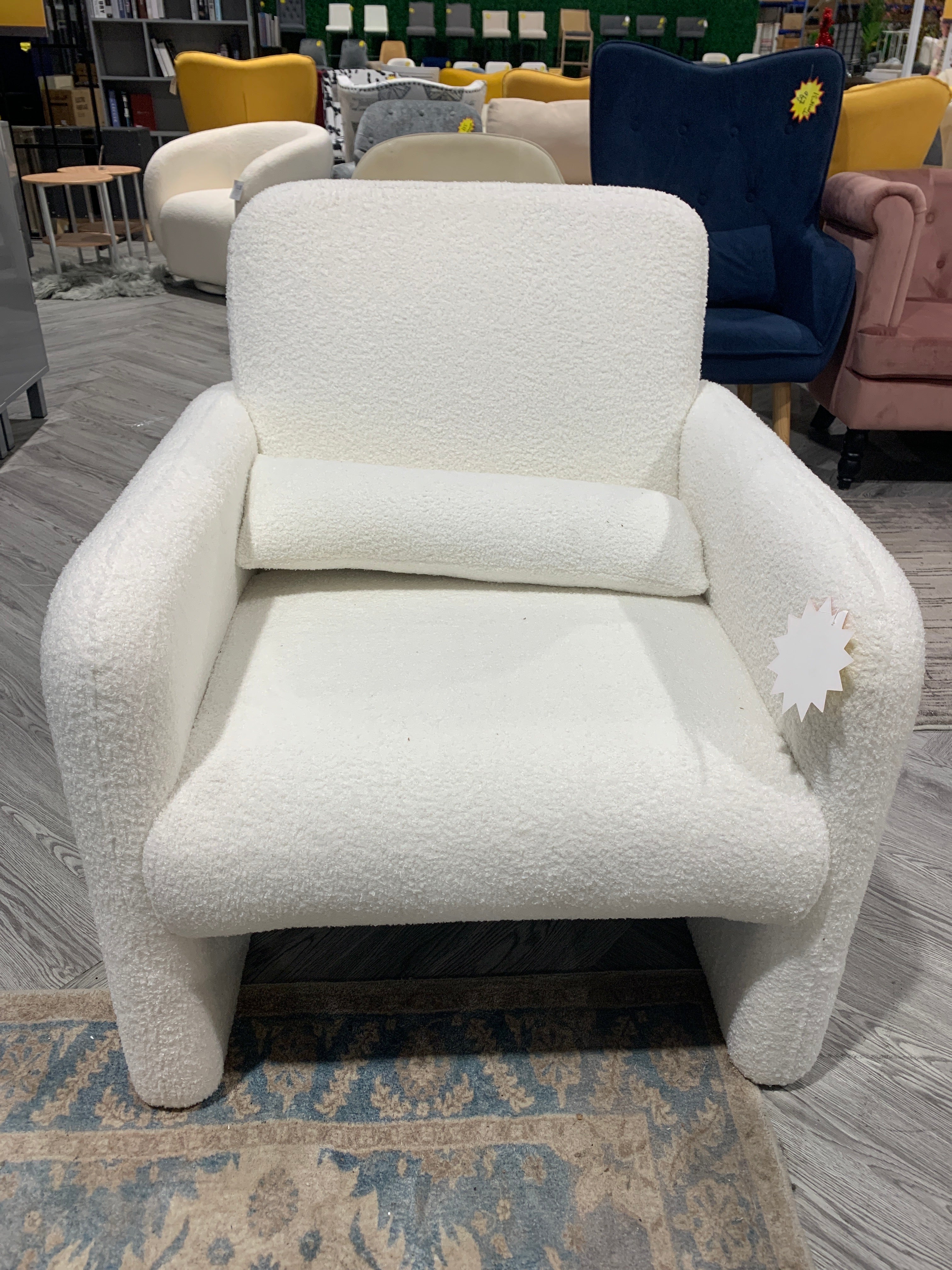 Teddy Fleece Modern Accent Armchair with Lumbar Pillow