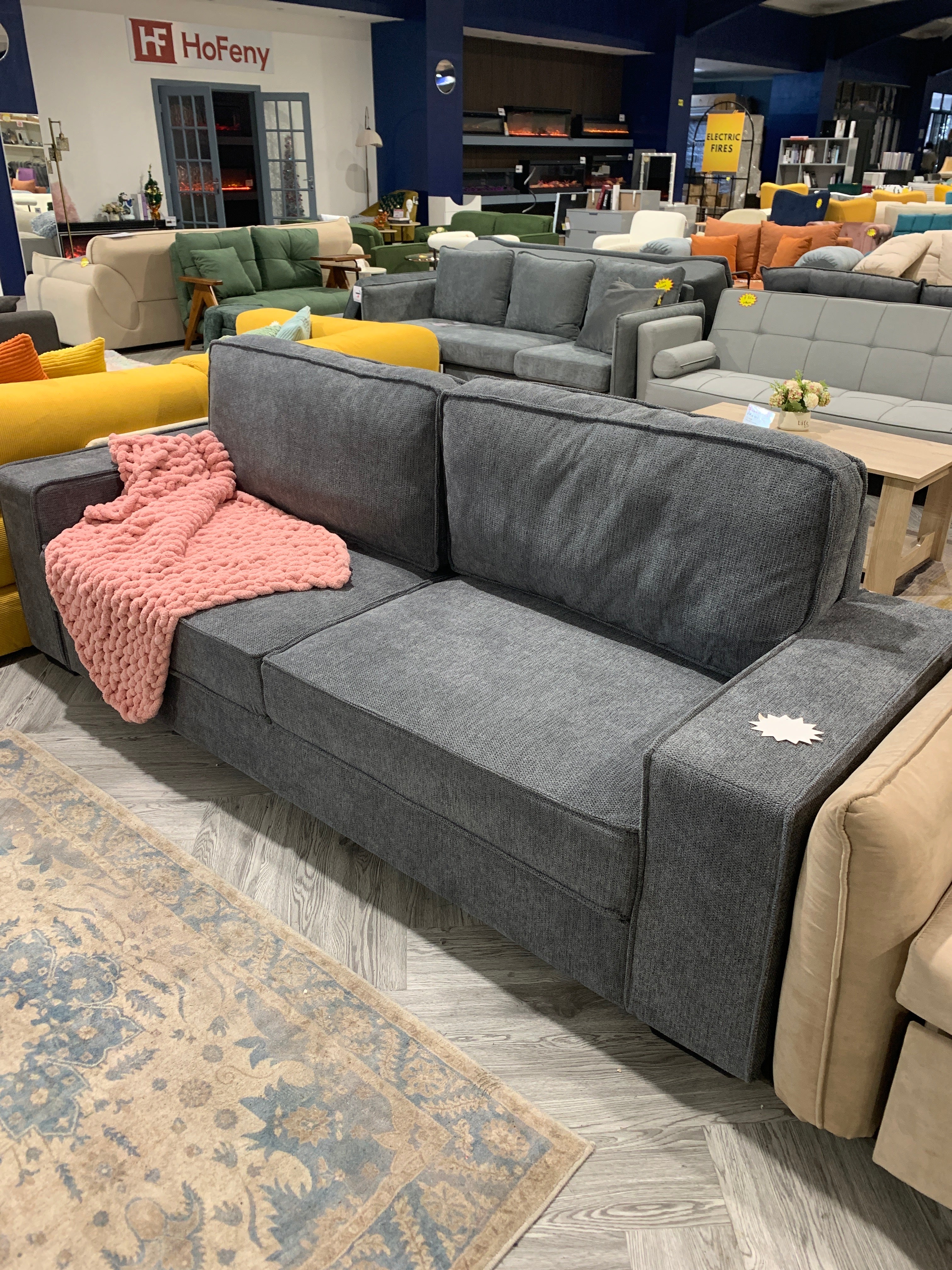 3 Seater Corduroy Sofa Couch Grey
