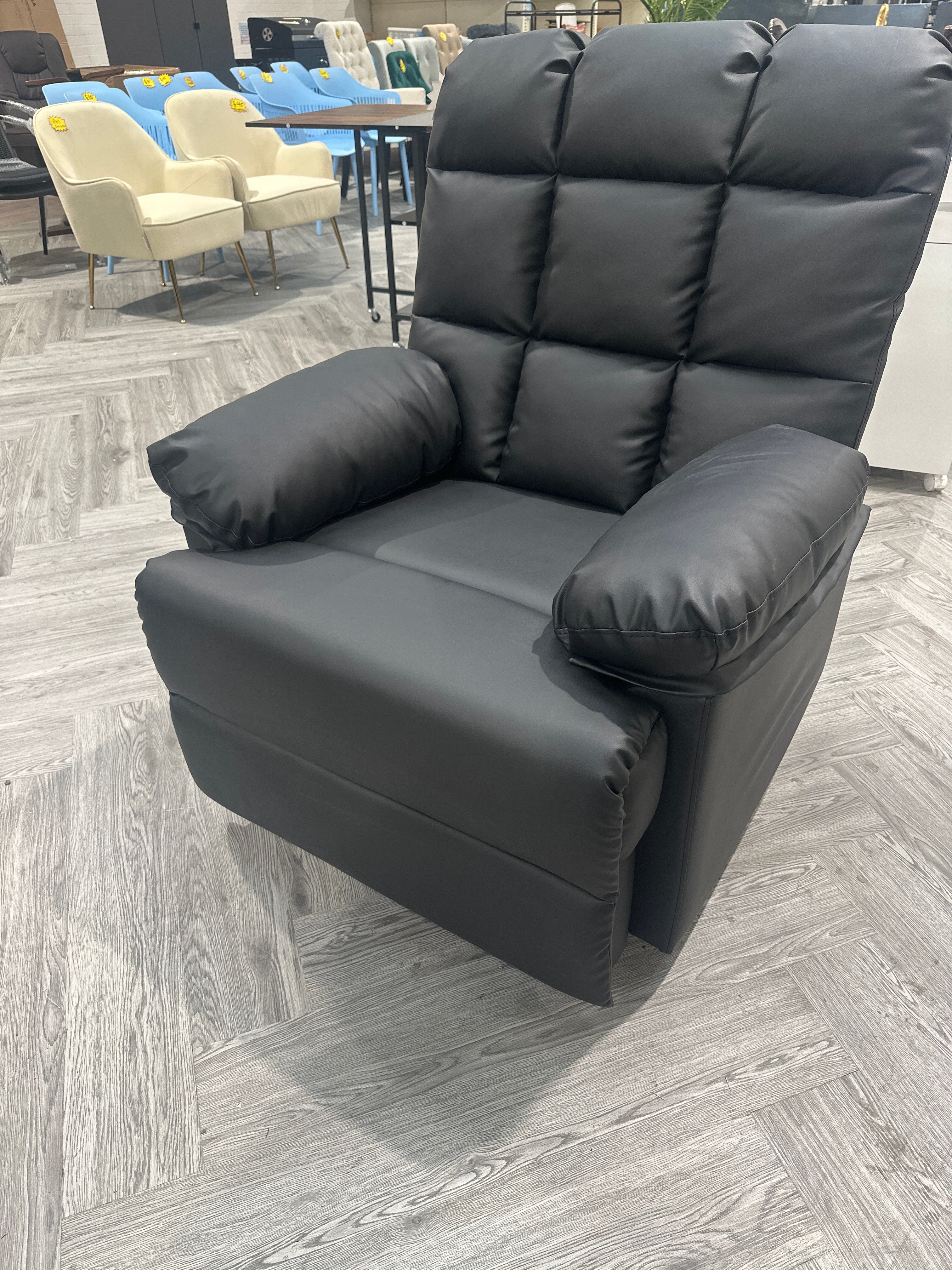 Faux Leather Upholstered Recliner Armchair Black