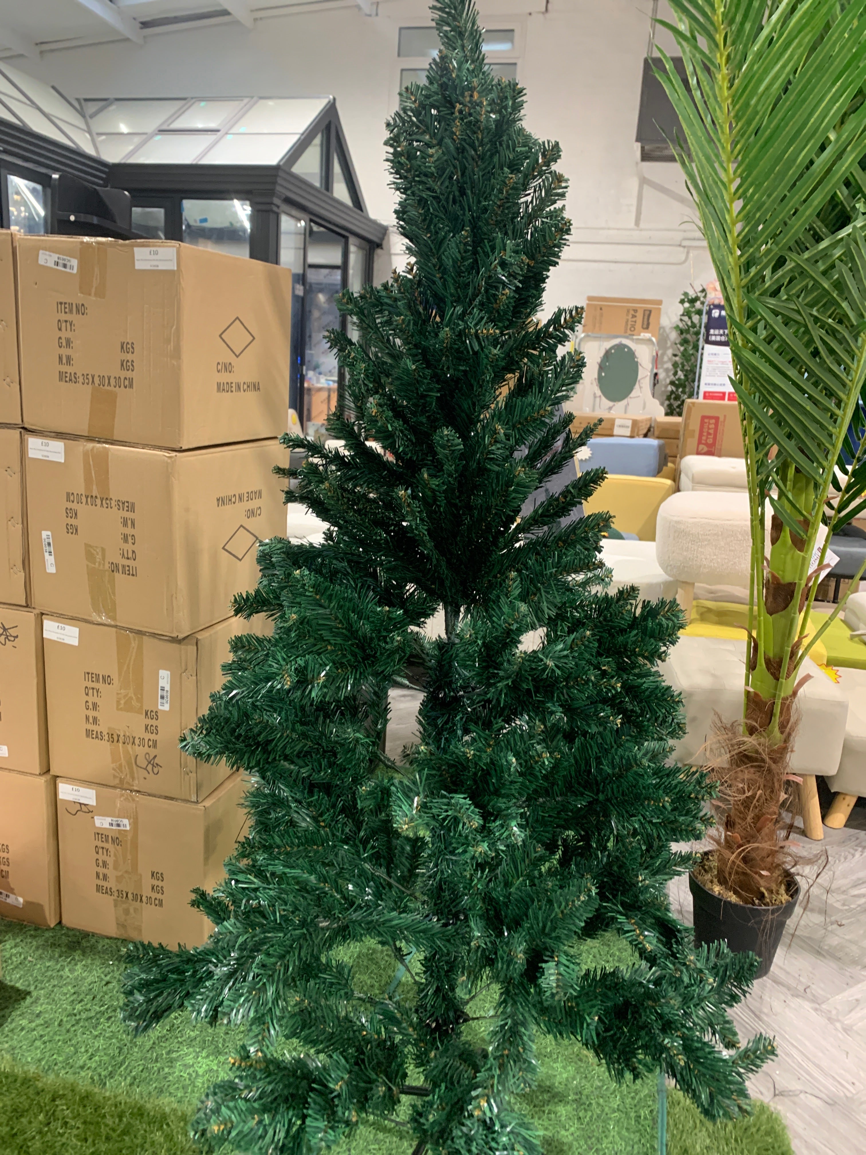 150cm H Green Artificial Christmas Tree with Metal Stand