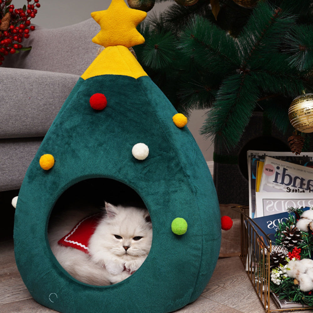 New Christmas Tree Felt Cat Bed