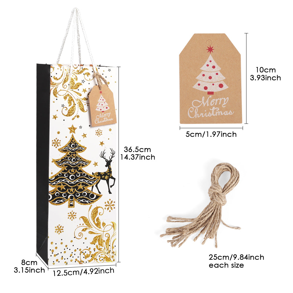 12 PCS Christmas Gift Paper Bag with Strings and Tags
