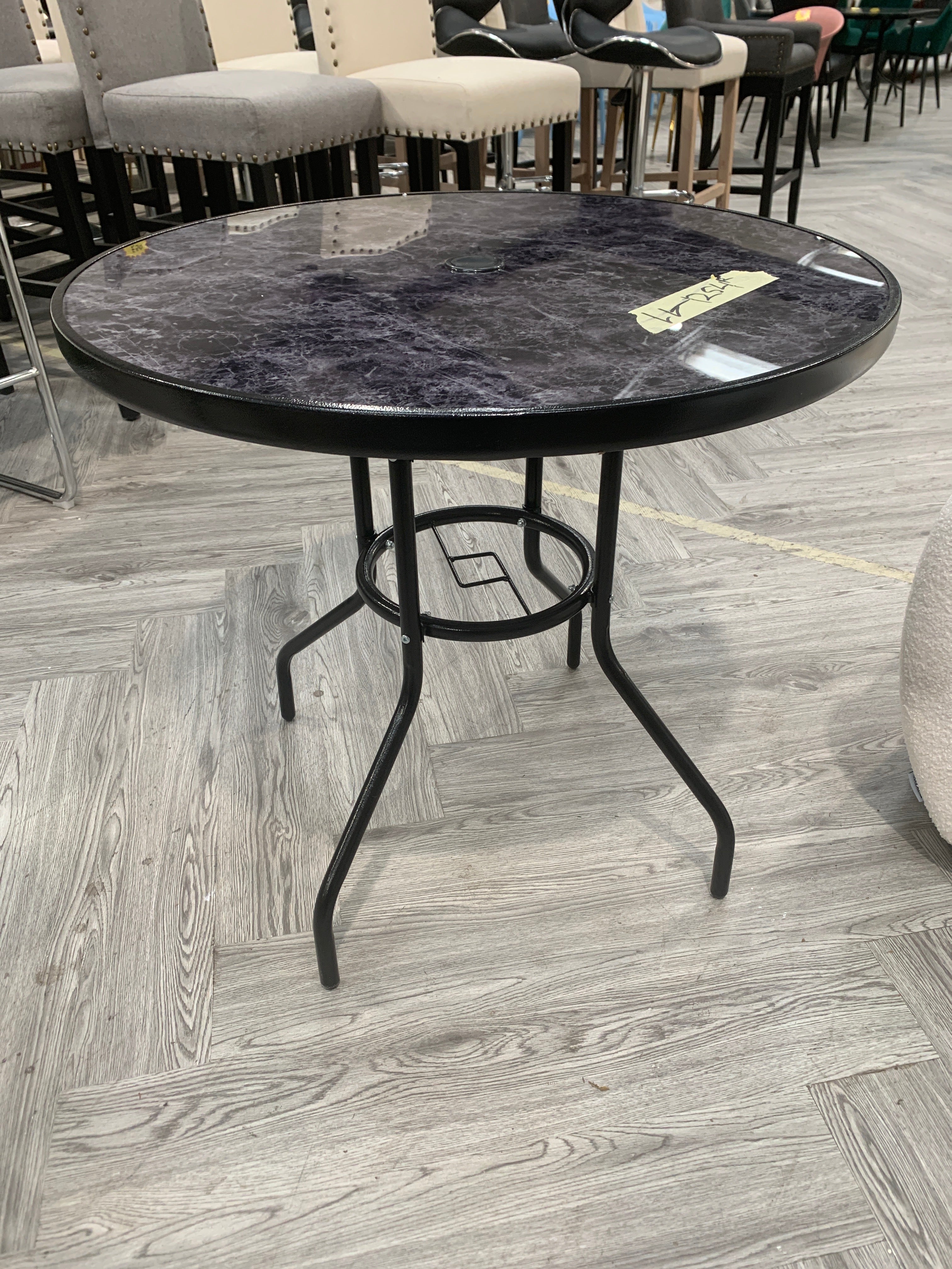 Garden Tempered Glass Black Marble Coffee Table Outdoor