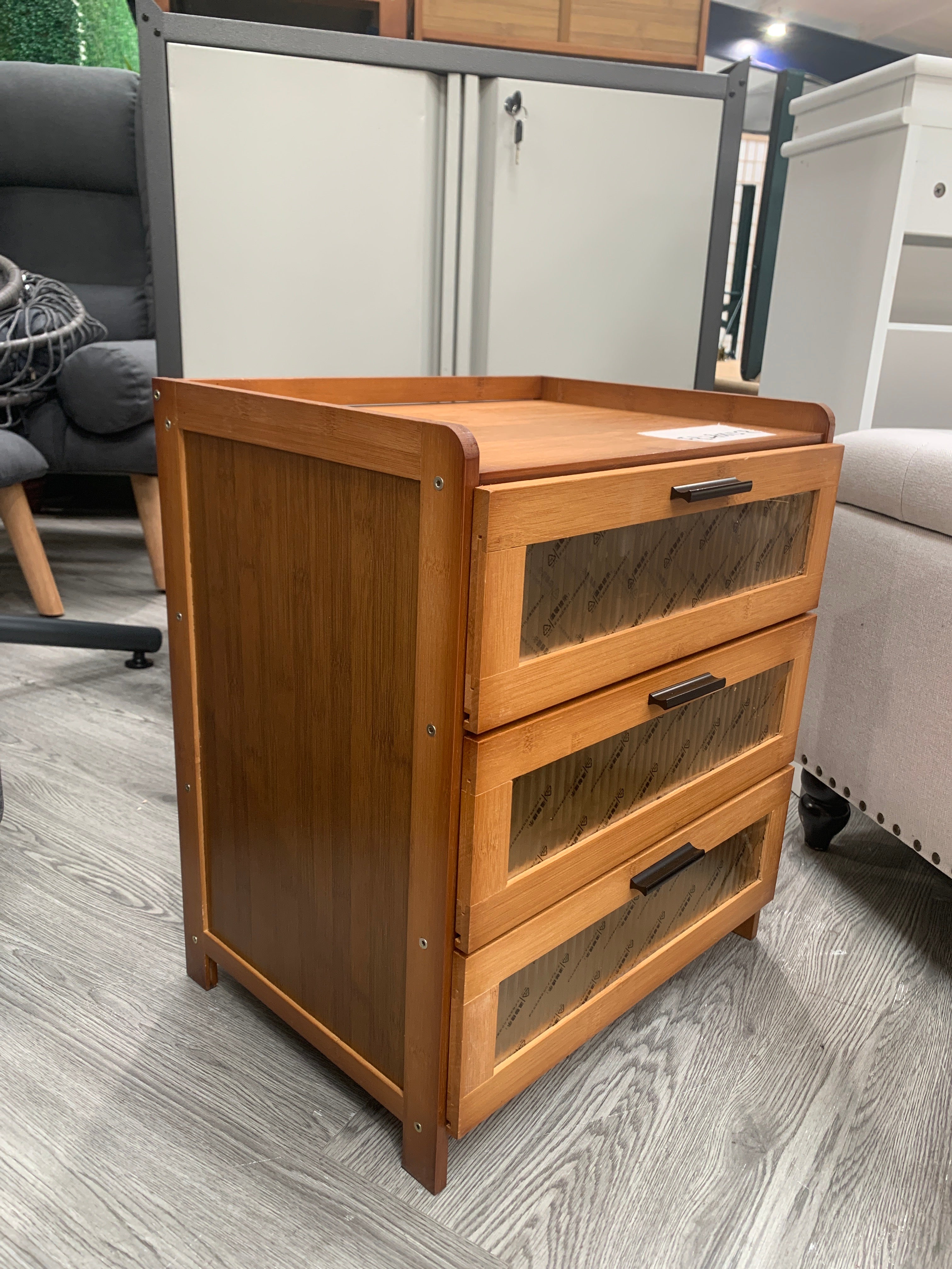 Wooden 3 Drawers Nightstand Natural