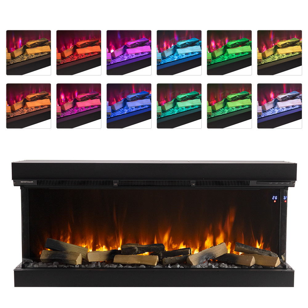 New 40/50/60/70 inch Smart Control 3-Sided Electric Fireplace with Crackling Sound