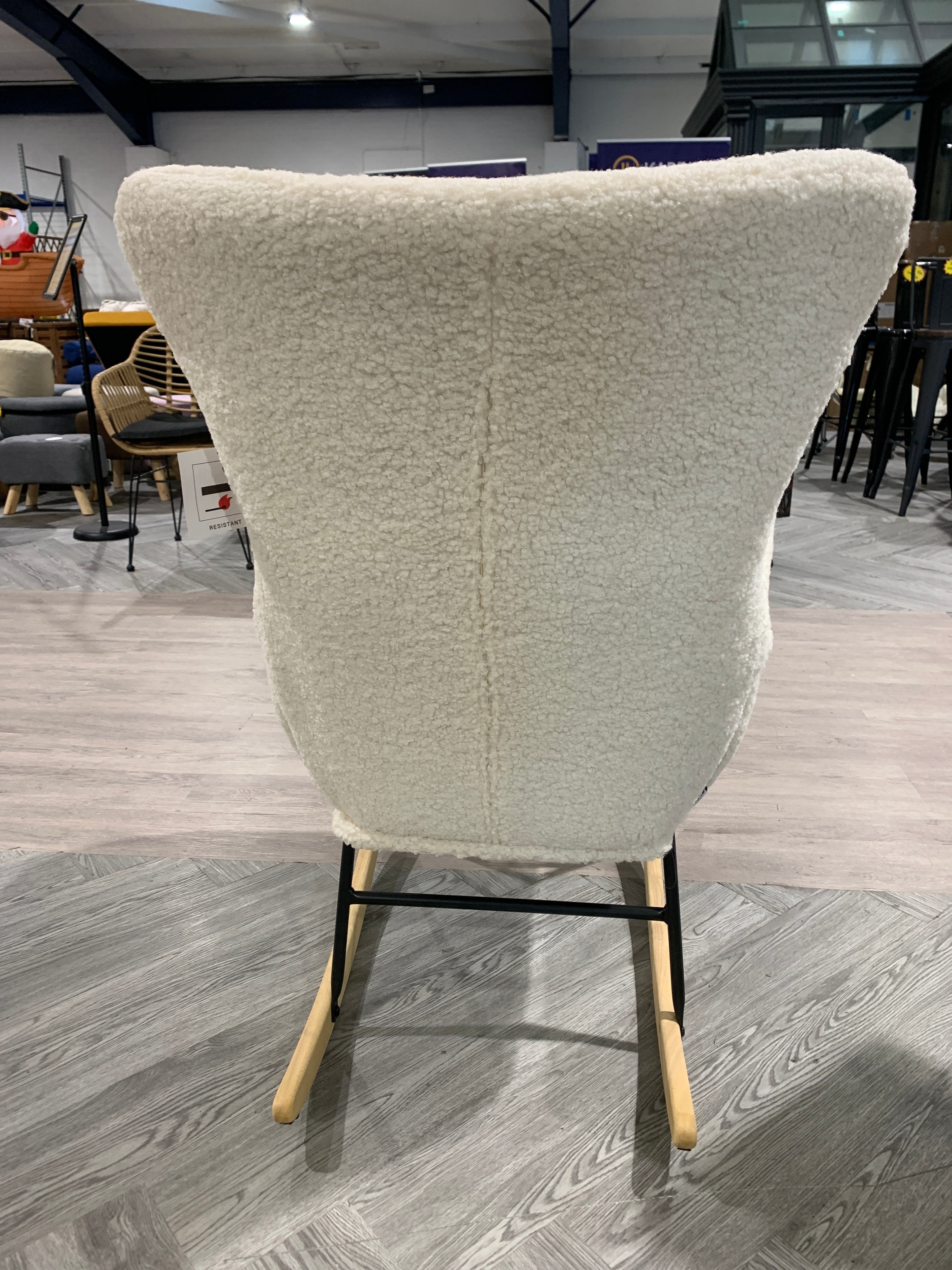 Comfy Sherpa Upholstered Rocking Accent Chair with High Backrest and Armrests