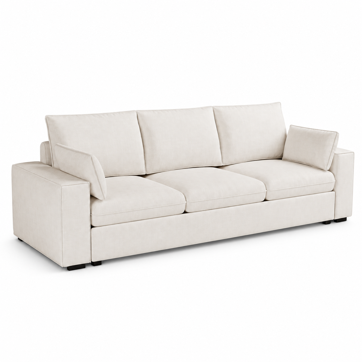 New Tofu Block Pull Out Sofa Bed with Storage Guest Sleeper Beige