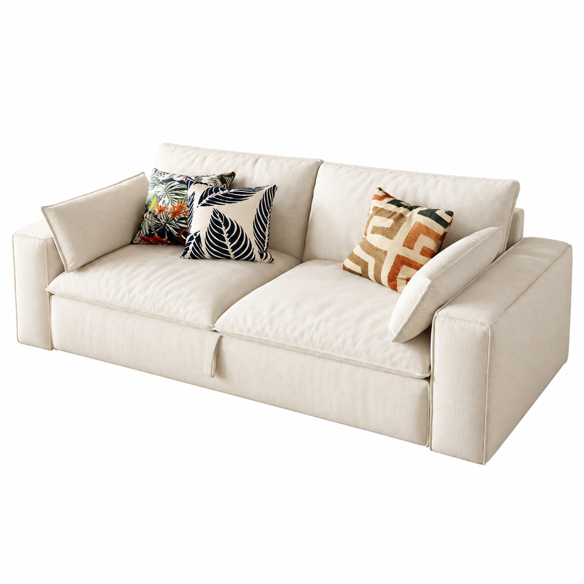 New 2 Seater Pull Out Tofu Sofa Bed Beige