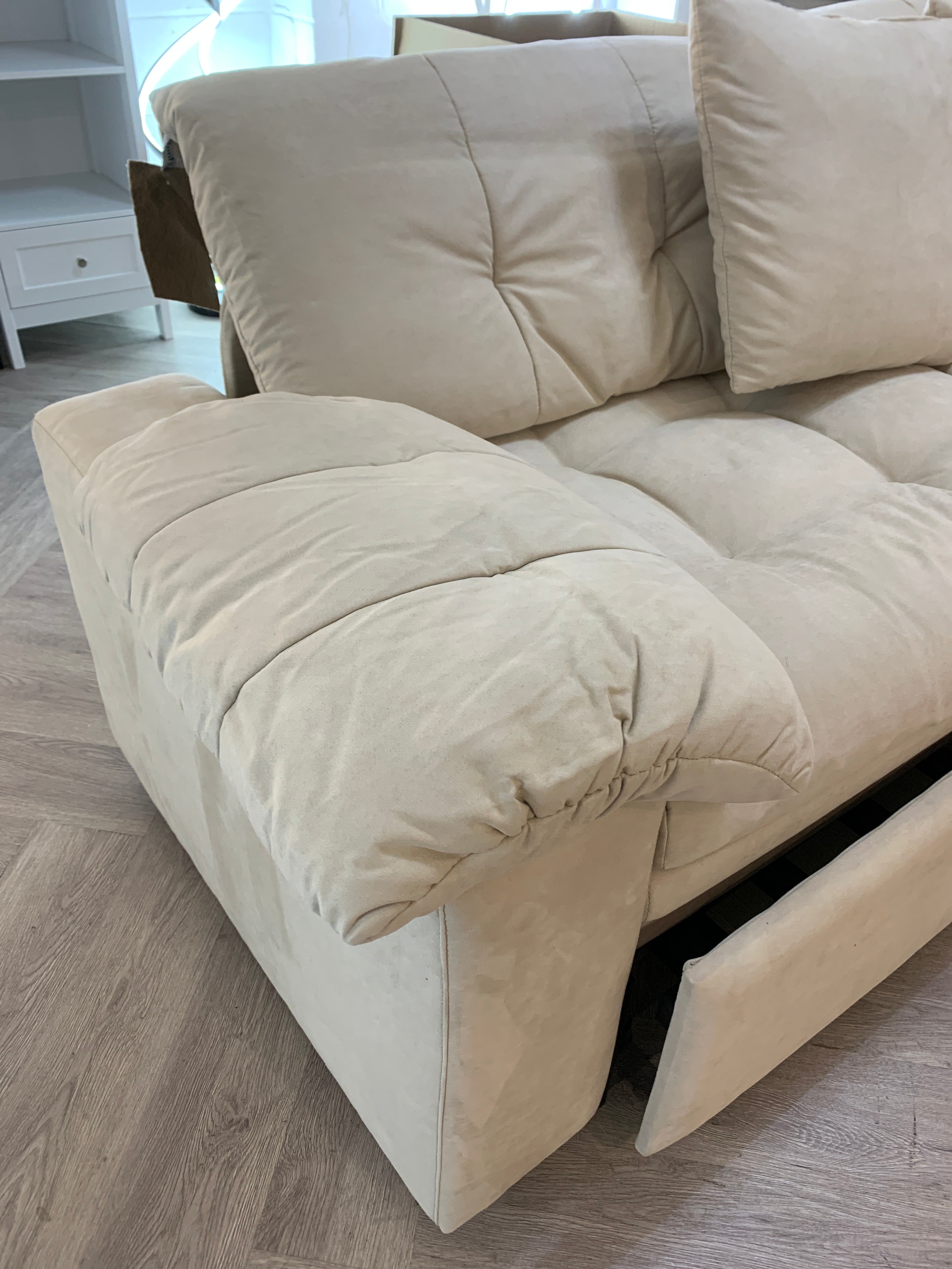 Sleeper Sofa Bed with Storage Space Beige