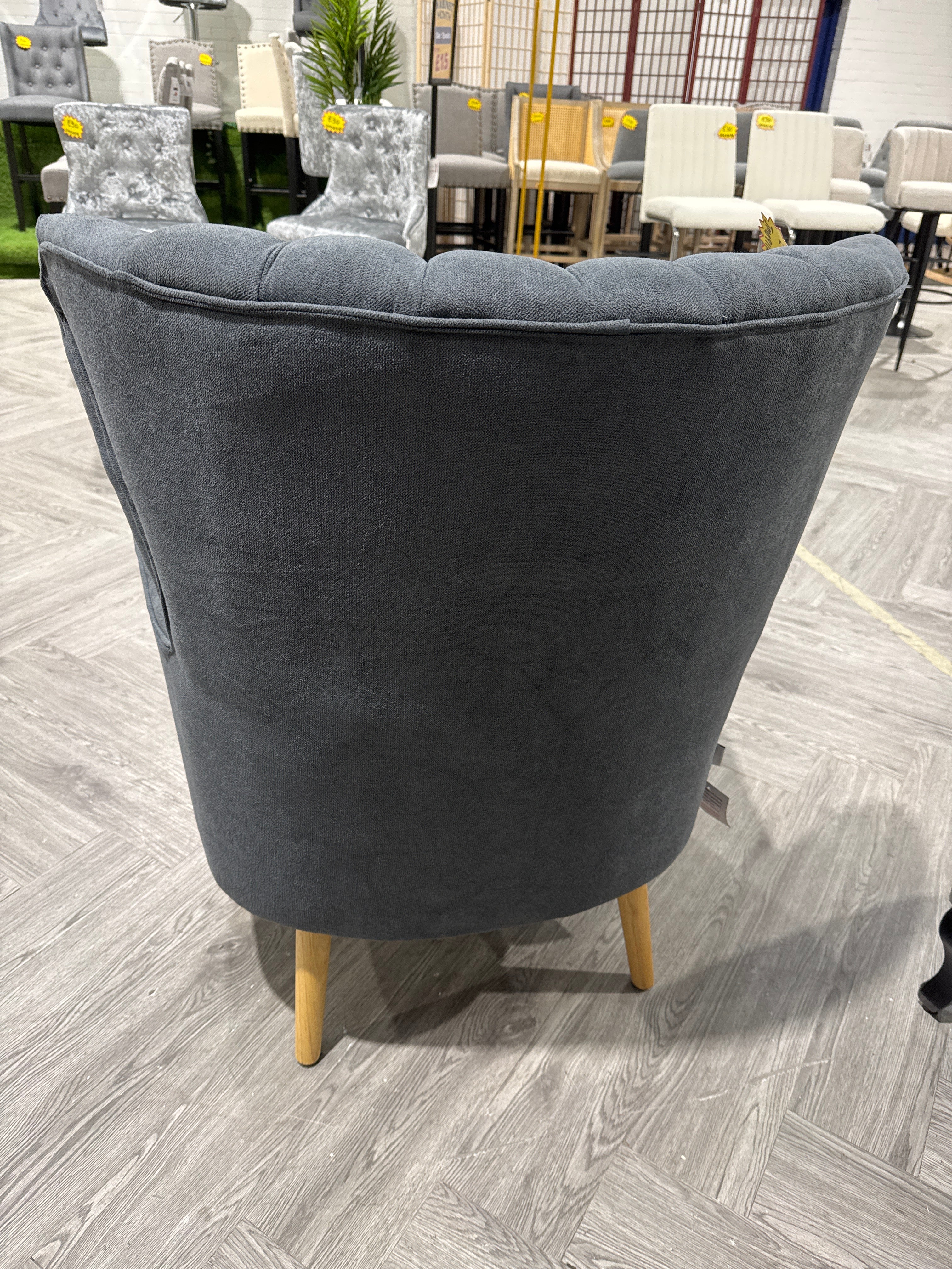 Grey Wingback Armchair With Footstool