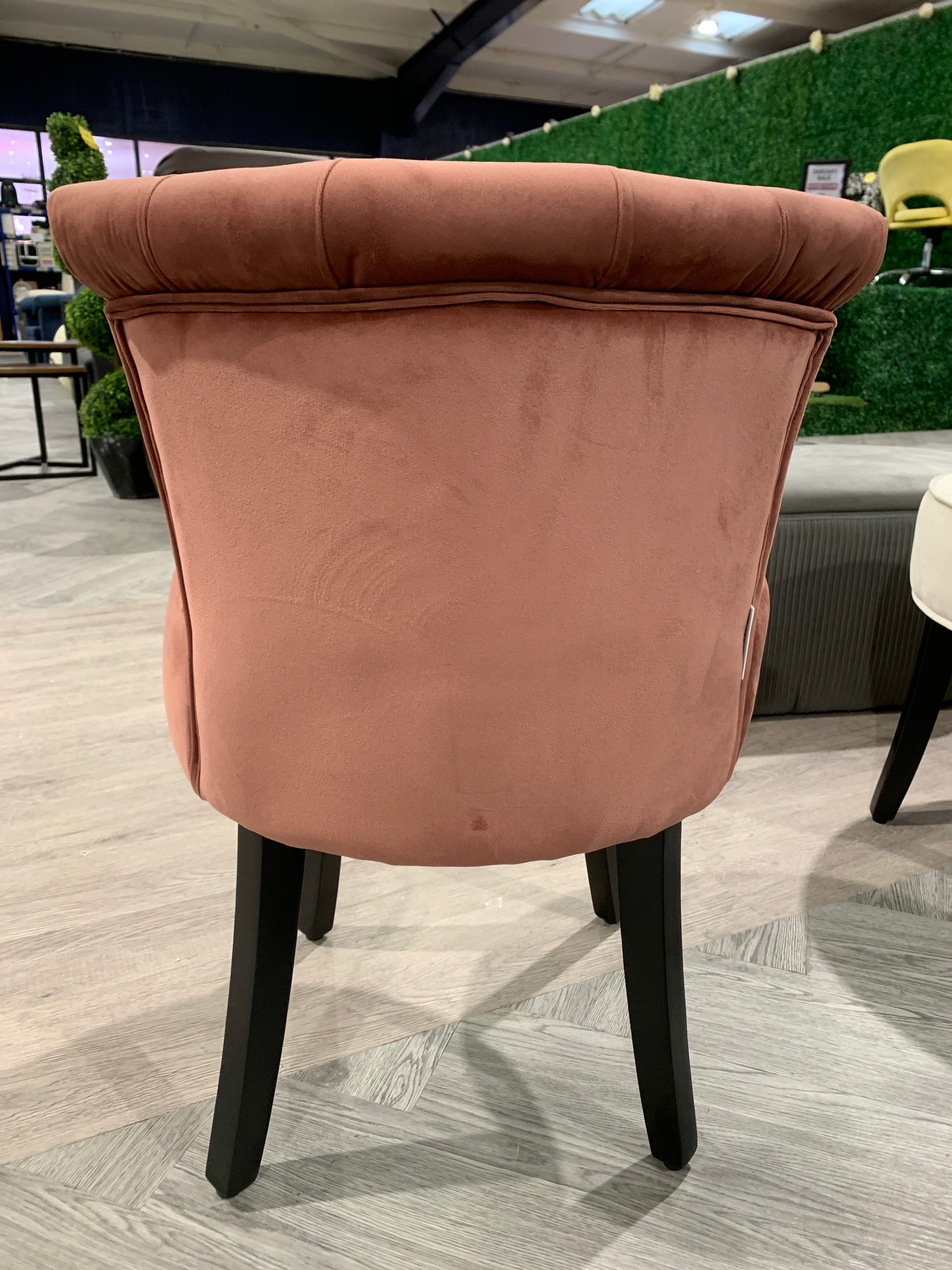 Pink Upholstered Buttoned Stool for Dressing Table