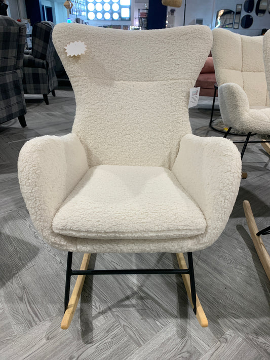 Comfy Sherpa Upholstered Rocking Accent Chair with High Backrest and Armrests