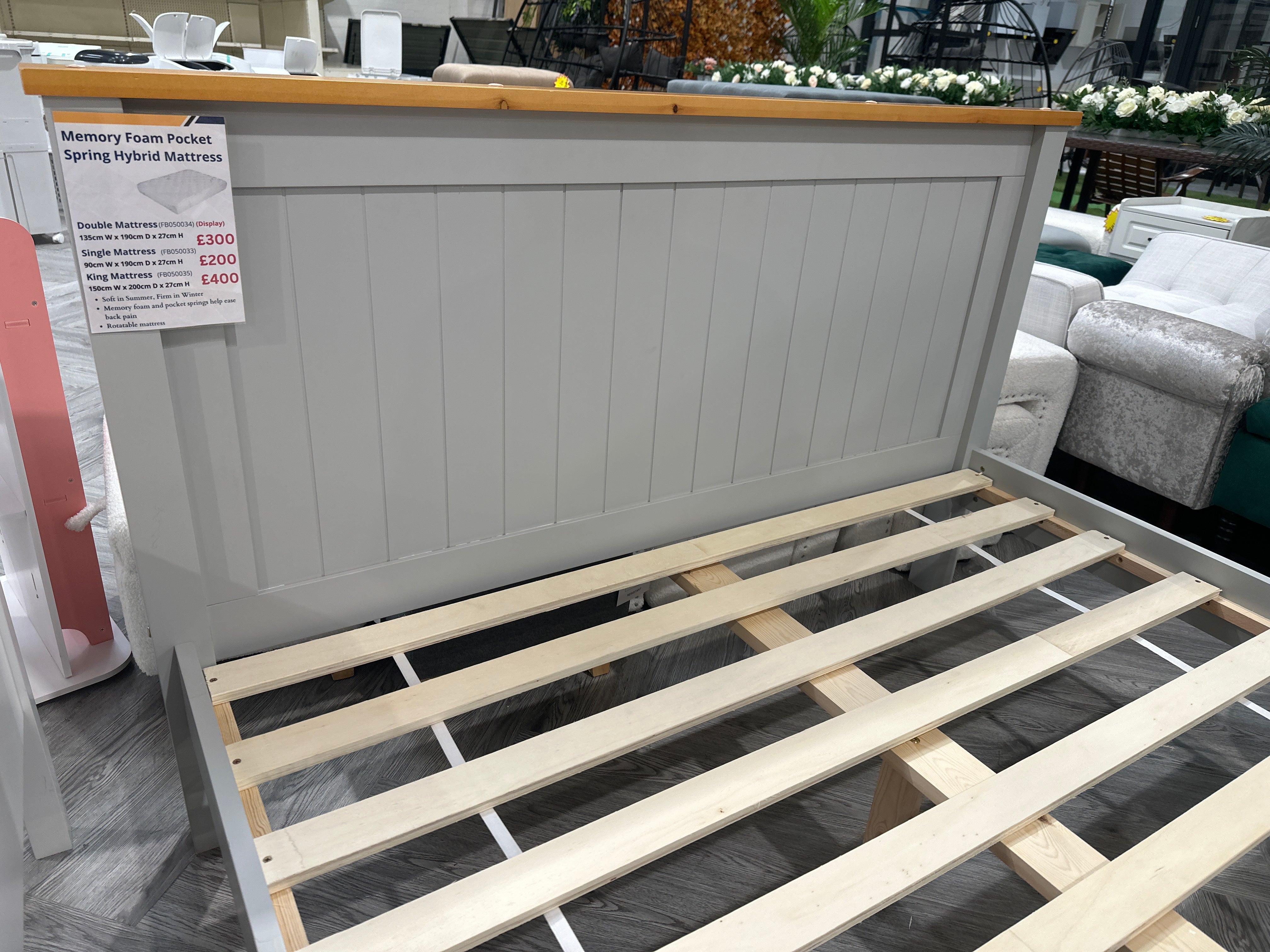 Double Sized Light Grey Bed Frame