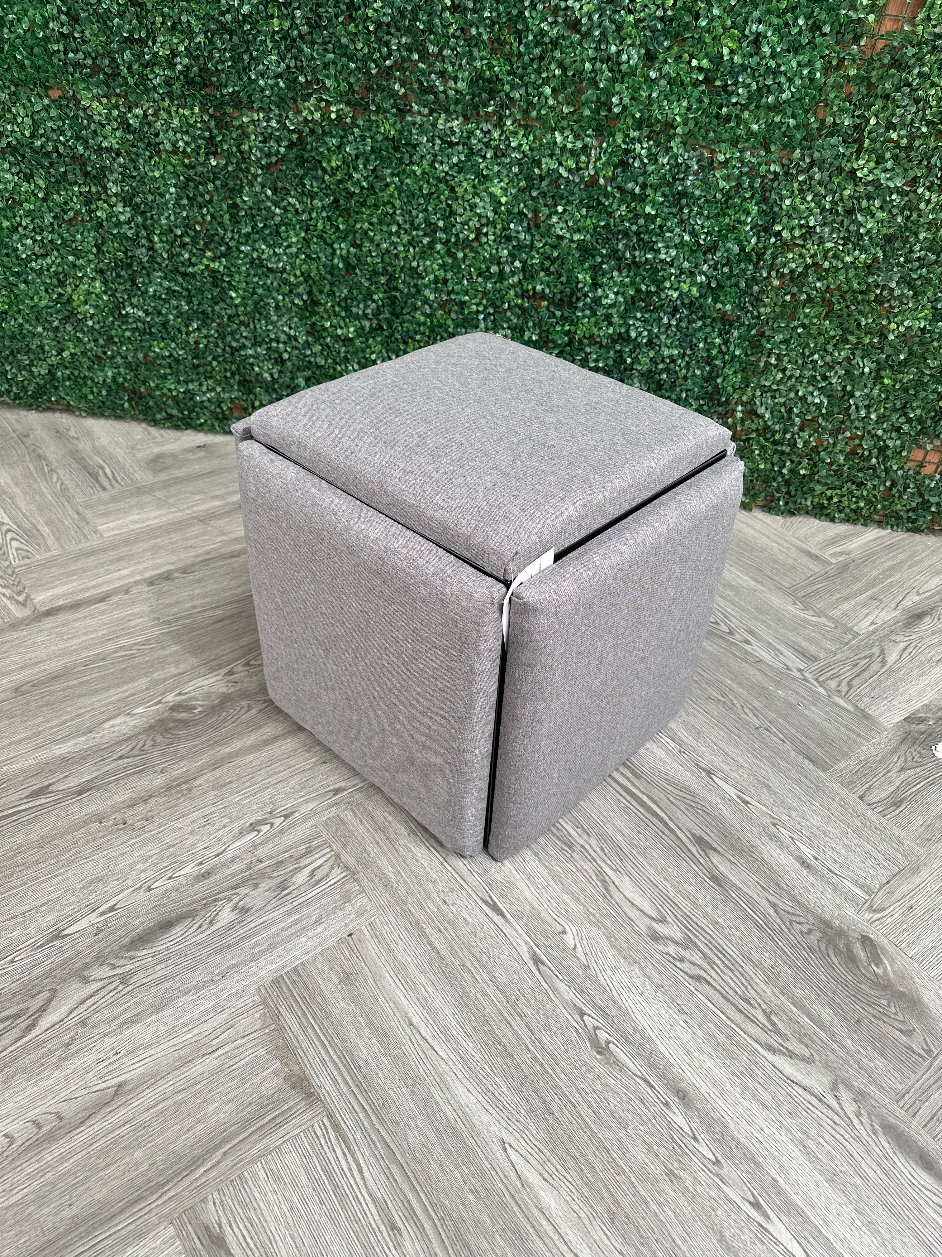 Cube Combination Linen Stackable Footstool Dark Grey