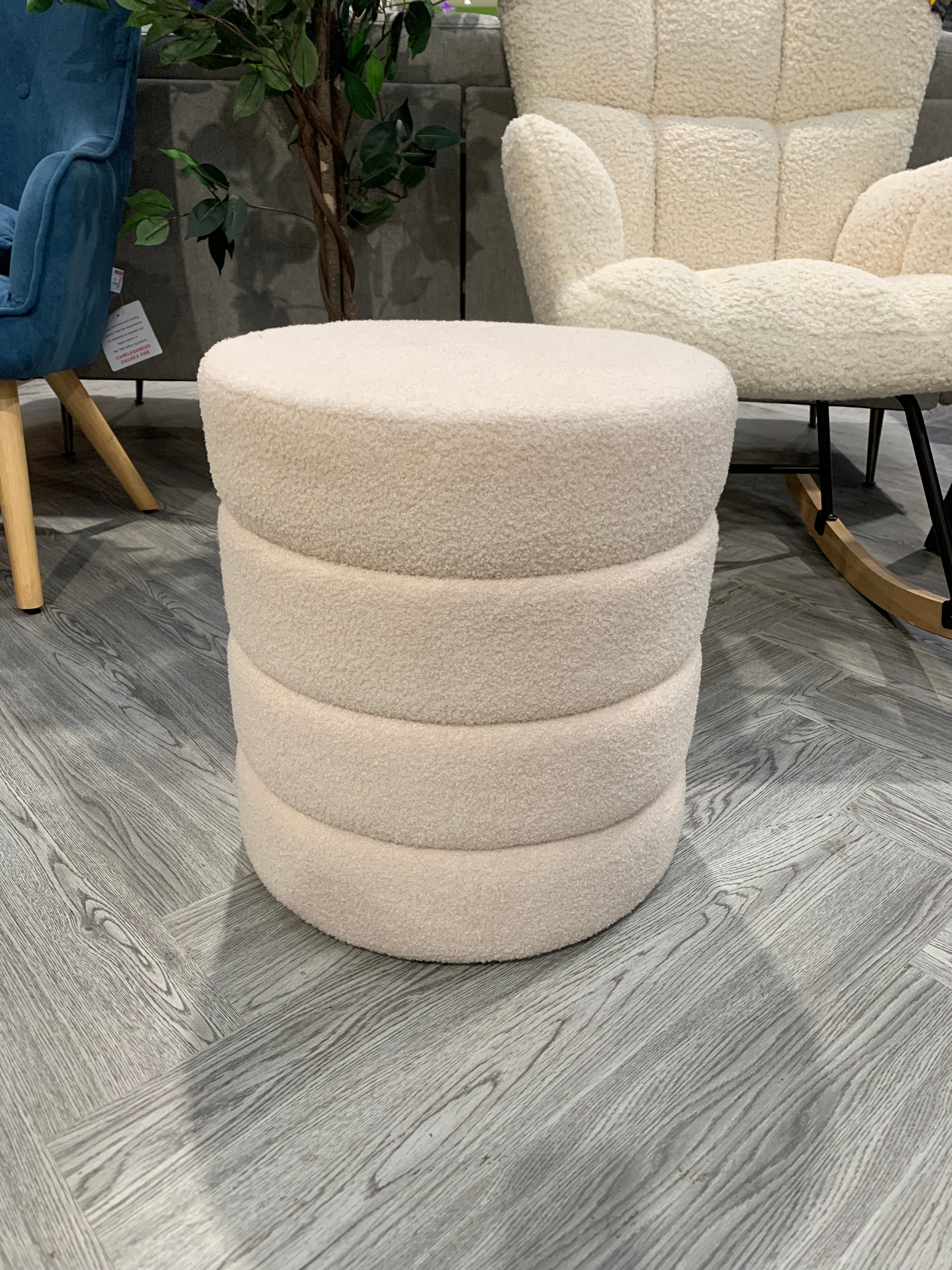 Round Channel Upholstered Ottoman