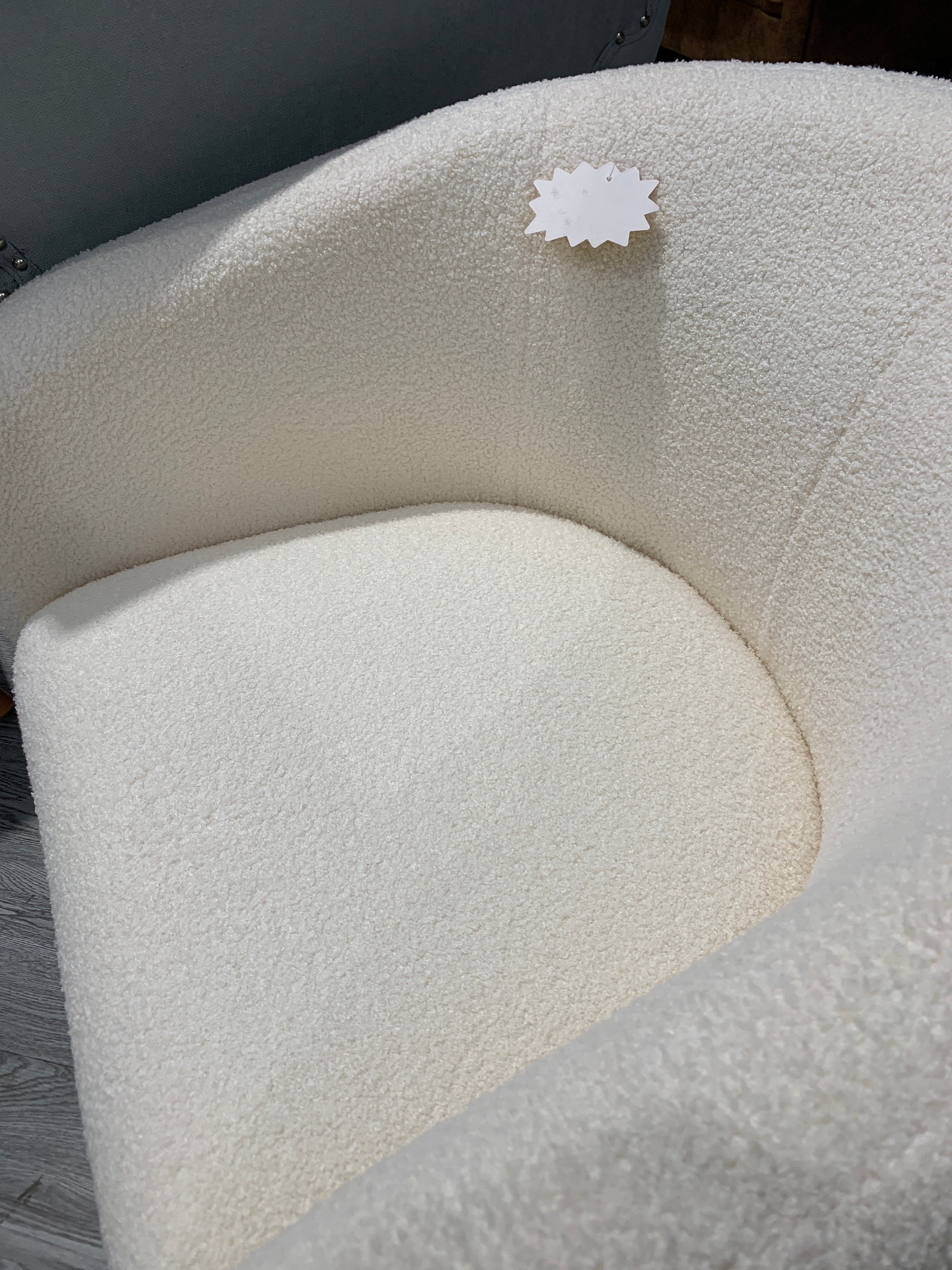 Swivel Tub Chair Boucle Upholstered Single Sofa White