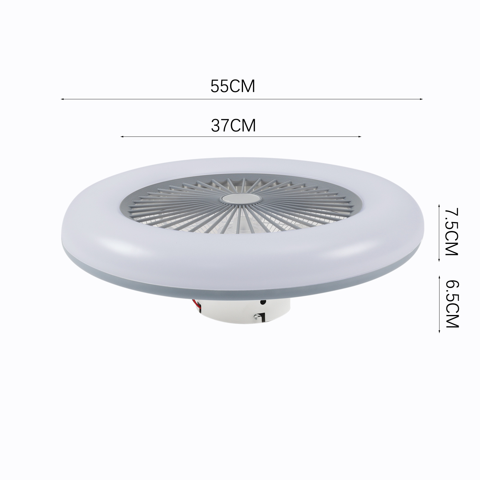 Round 55cm Dia Acrylic LED Ceiling Light Fan with Remote Control