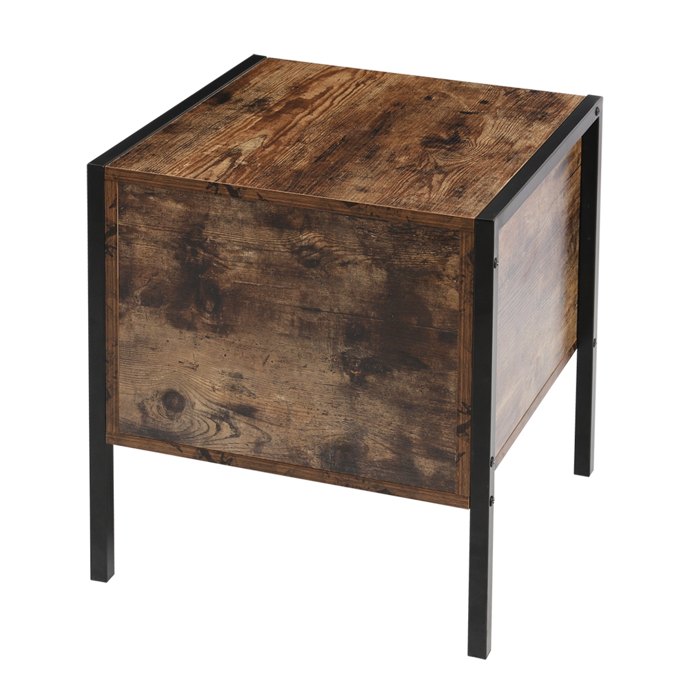 New Retro Industrial style Bedside Table Nightstand with Drawer and Open Front Storage Compartment