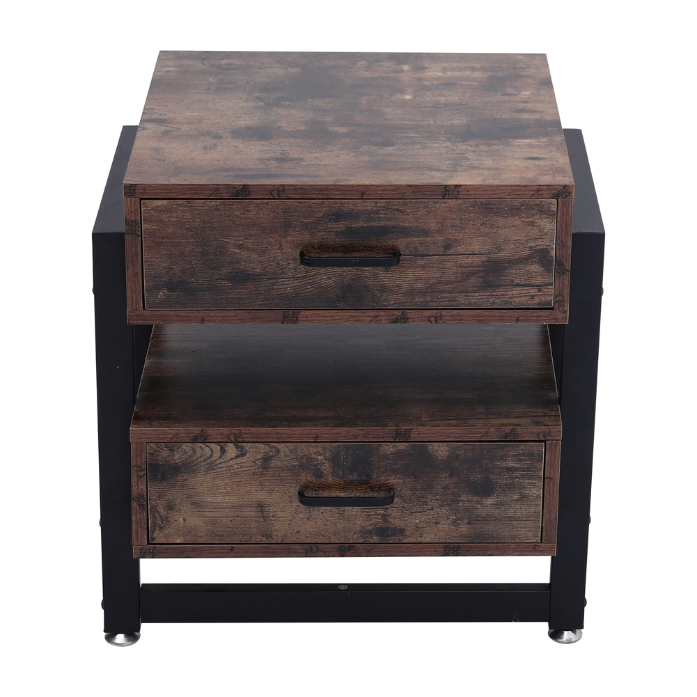 New Modern Wooden Bedside Table with 2 Drawers