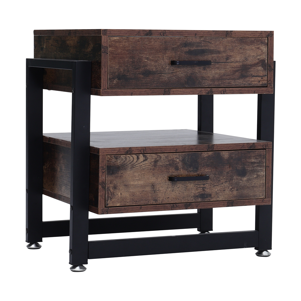 New Modern Wooden Bedside Table with 2 Drawers
