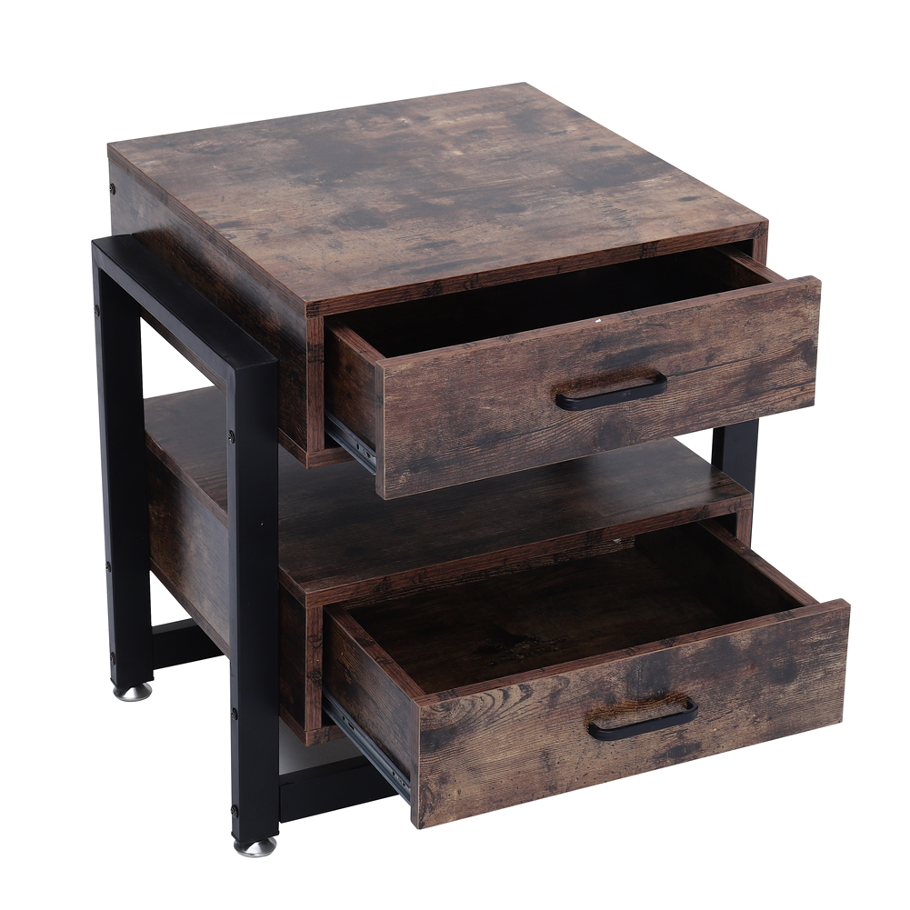 New Modern Wooden Bedside Table with 2 Drawers
