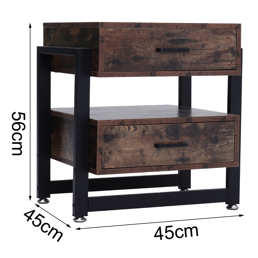 New Modern Wooden Bedside Table with 2 Drawers