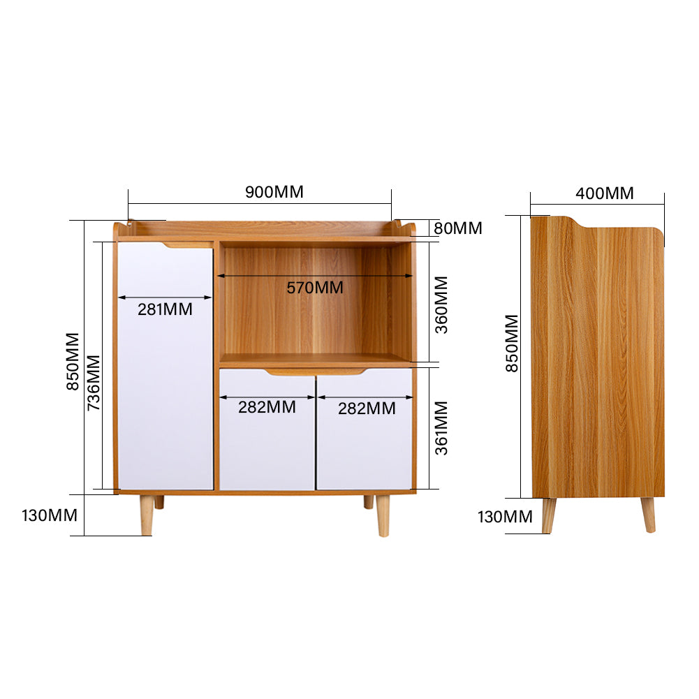 New Kitchen Sideboard Cabinet Storage Cupboard With 3 Doors