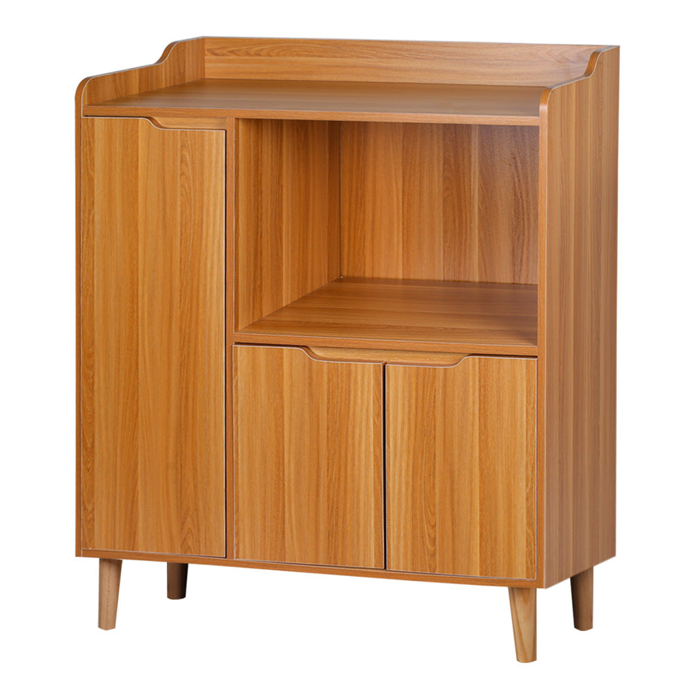 New Kitchen Sideboard Cabinet Storage Cupboard With 3 Doors Natural Colour