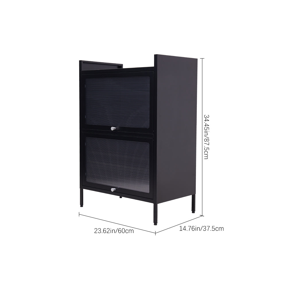 New Black Steel File Cabinet with Transparent Flip Up Door