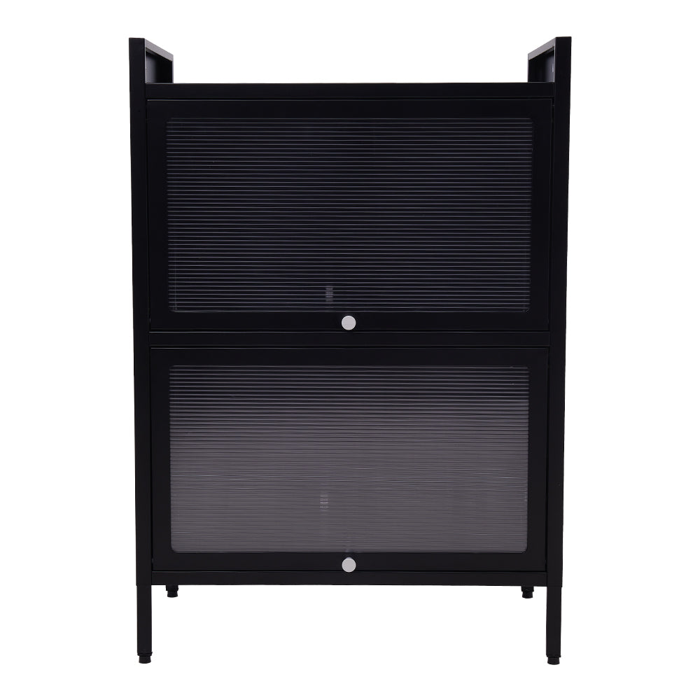 New Black Steel File Cabinet with Transparent Flip Up Door
