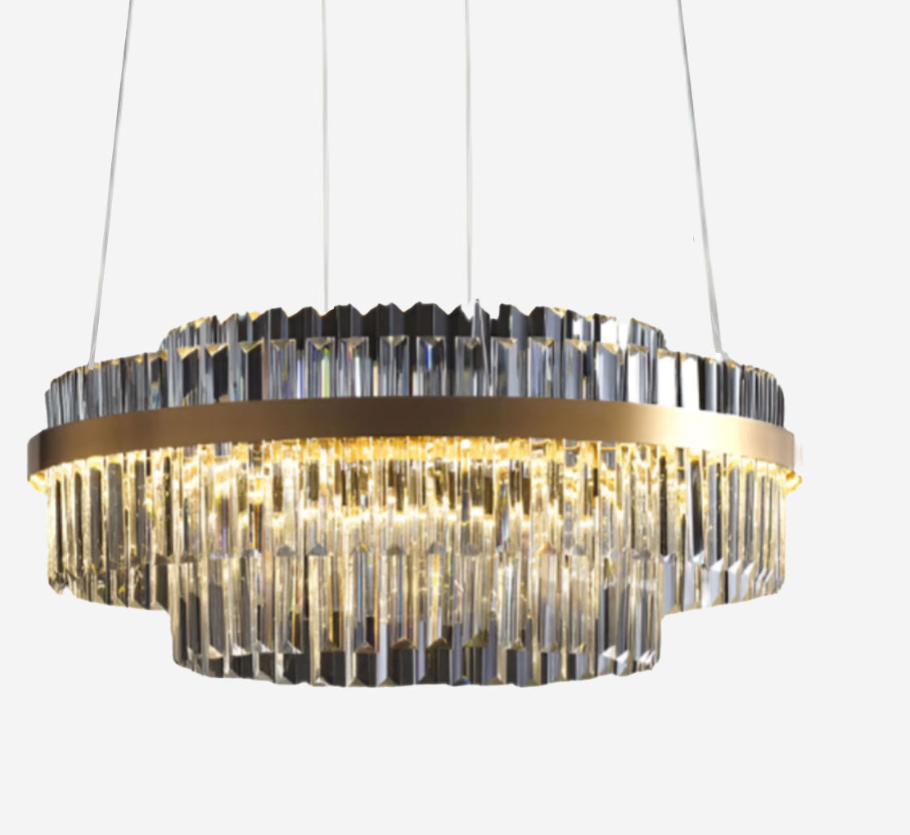 Round Crystal Chandelier Ceiling Light with Adjustable Colour 80cm Dia