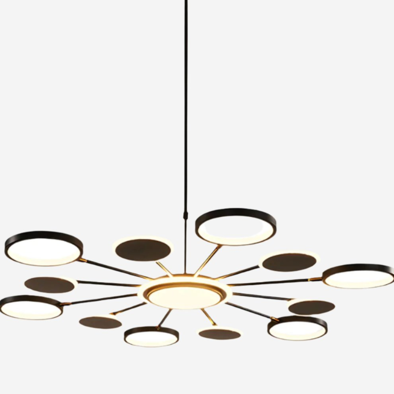 7 Light Chandelier Ceiling Light with Adjustable Colours Black